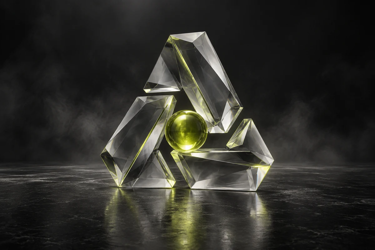 The silver crystal pieces that come together and the lime sphere