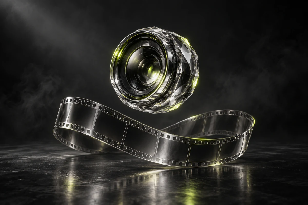 Crystal camera lens and film strip