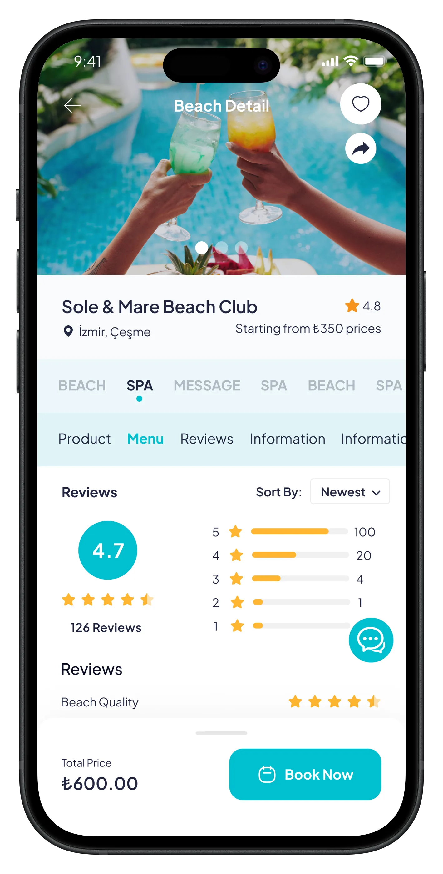 Go Beach Mobile App — tasarım 5