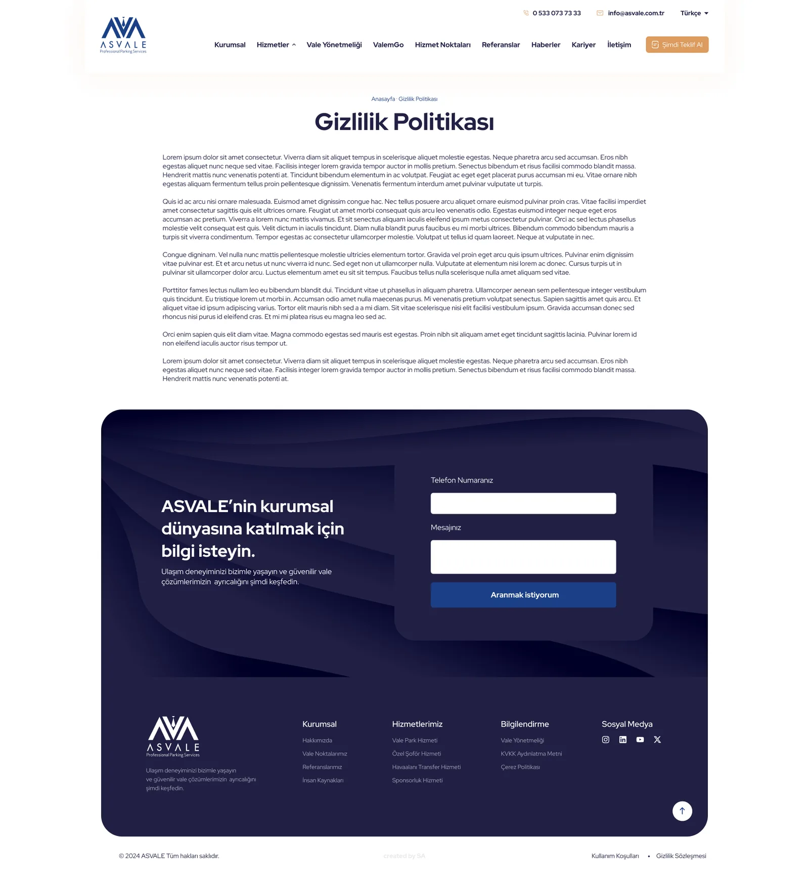 AS Vale Corporate Website — tasarım 4