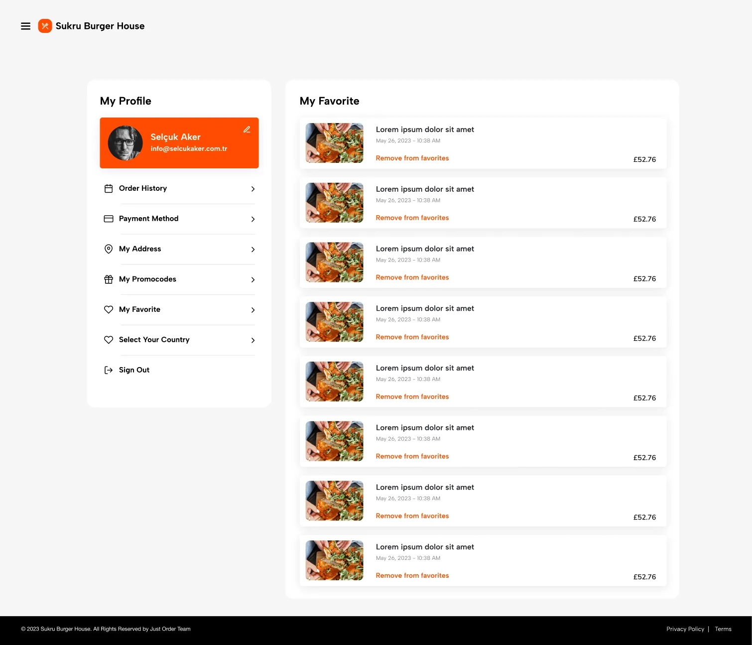 Food Order — tasarım 6