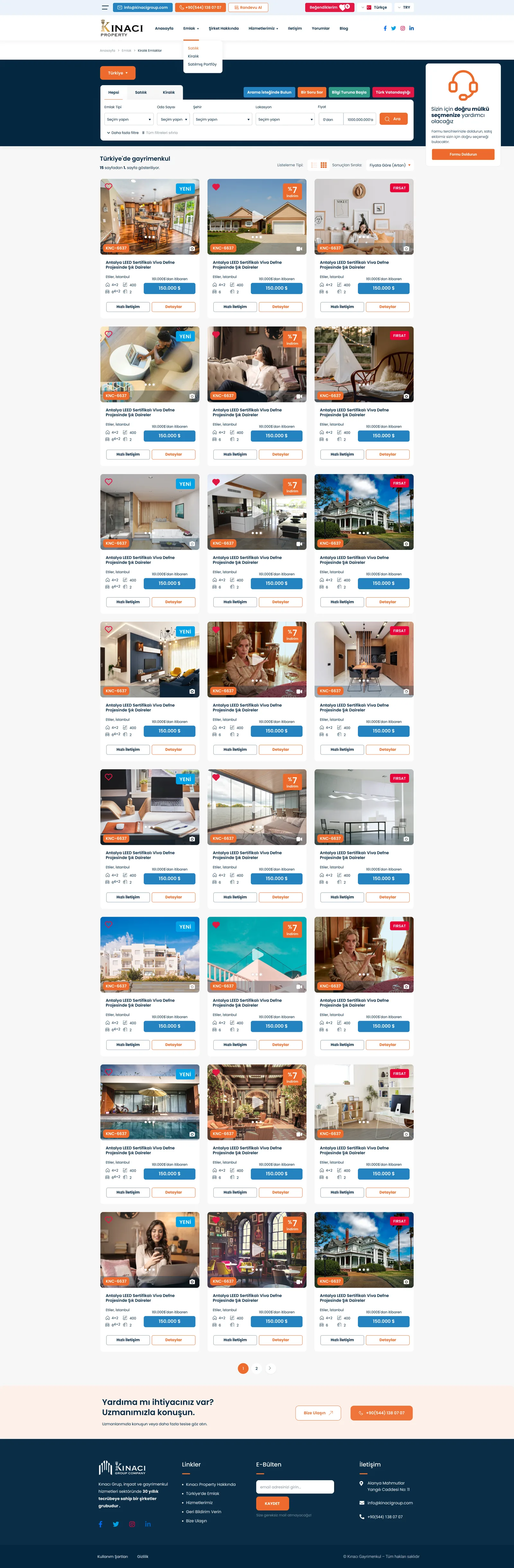 Real Estate Website — tasarım 1