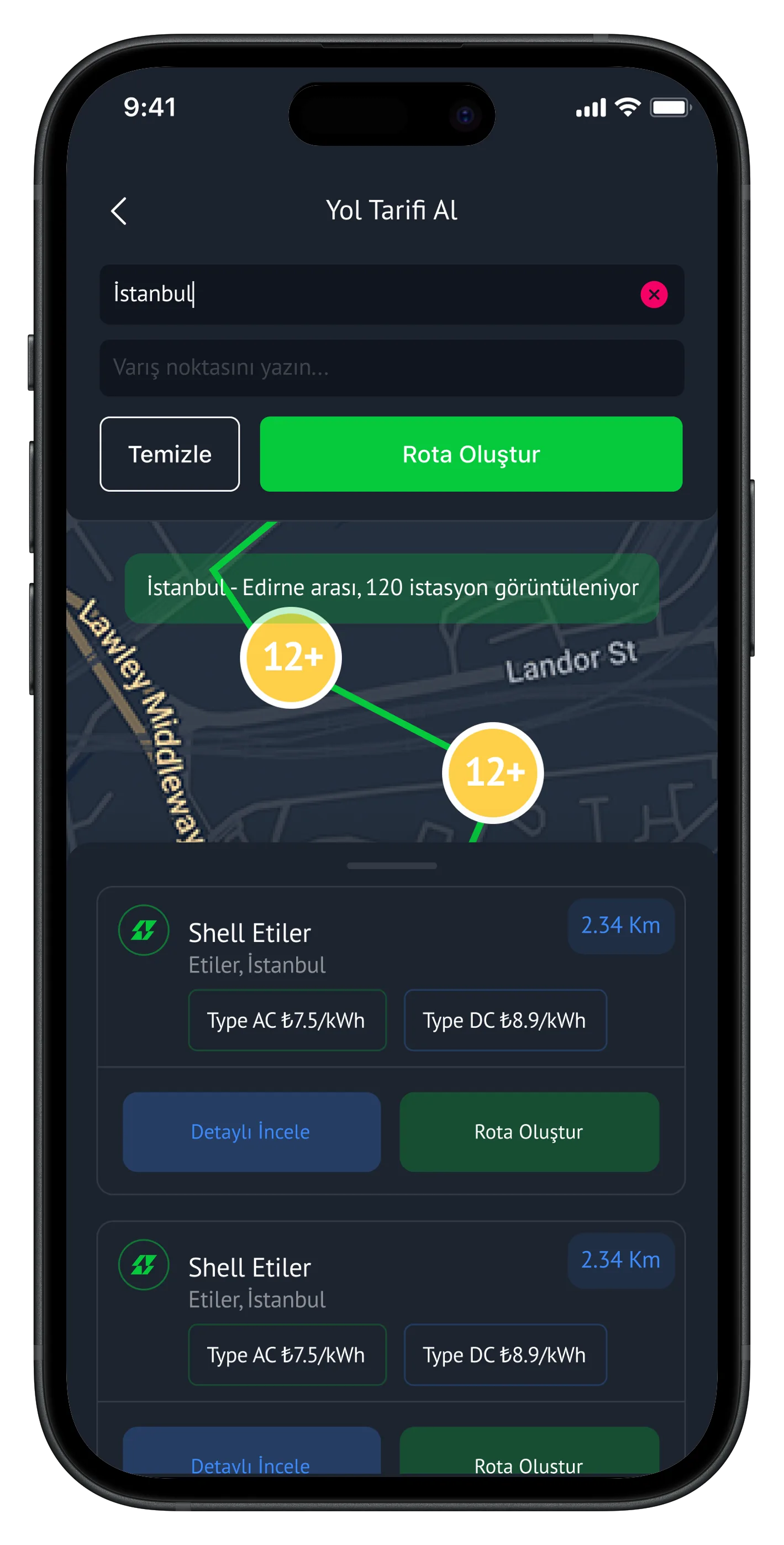 Car Charging Stations App — tasarım 16