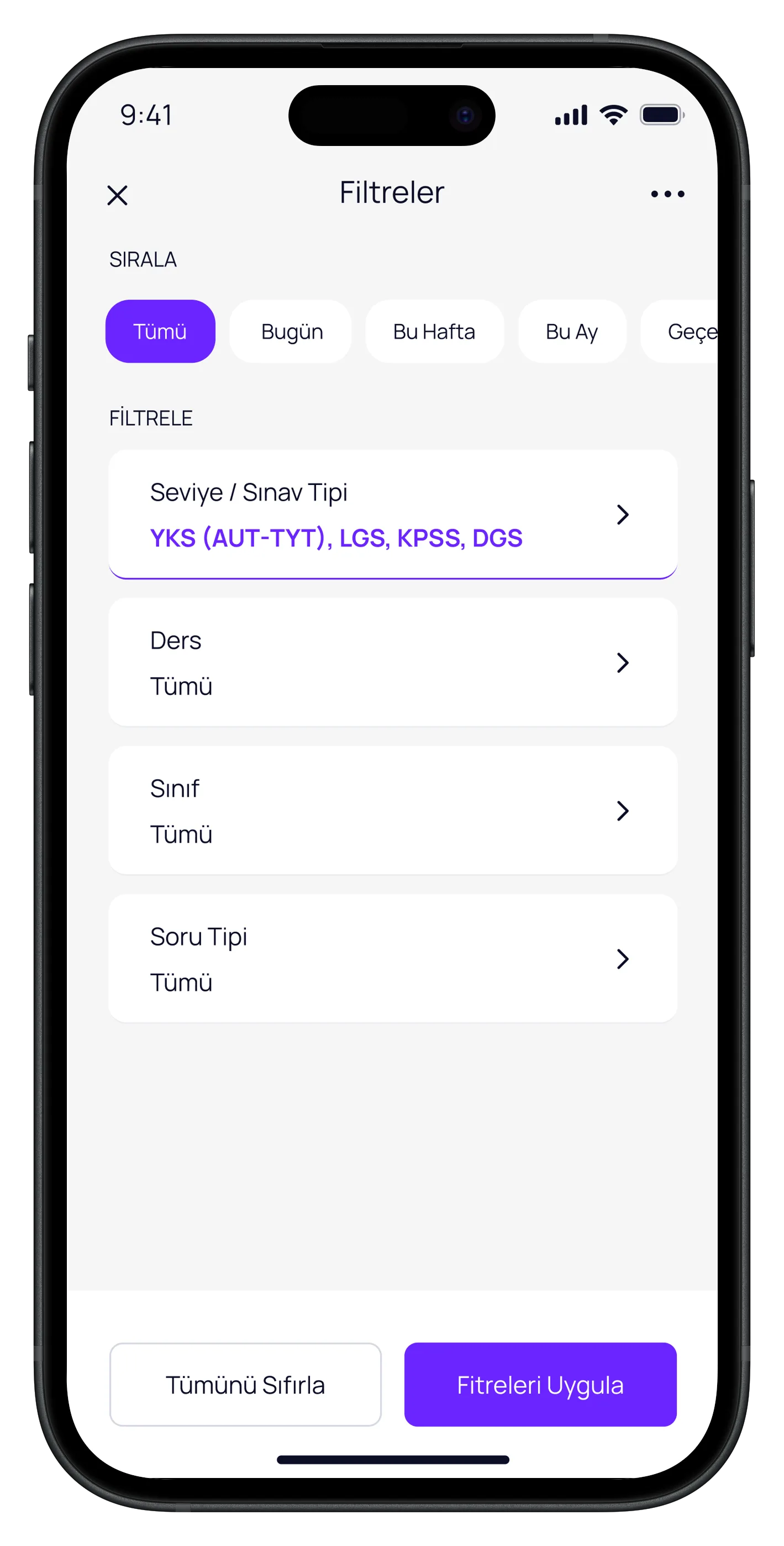 Question Based Education App — tasarım 6