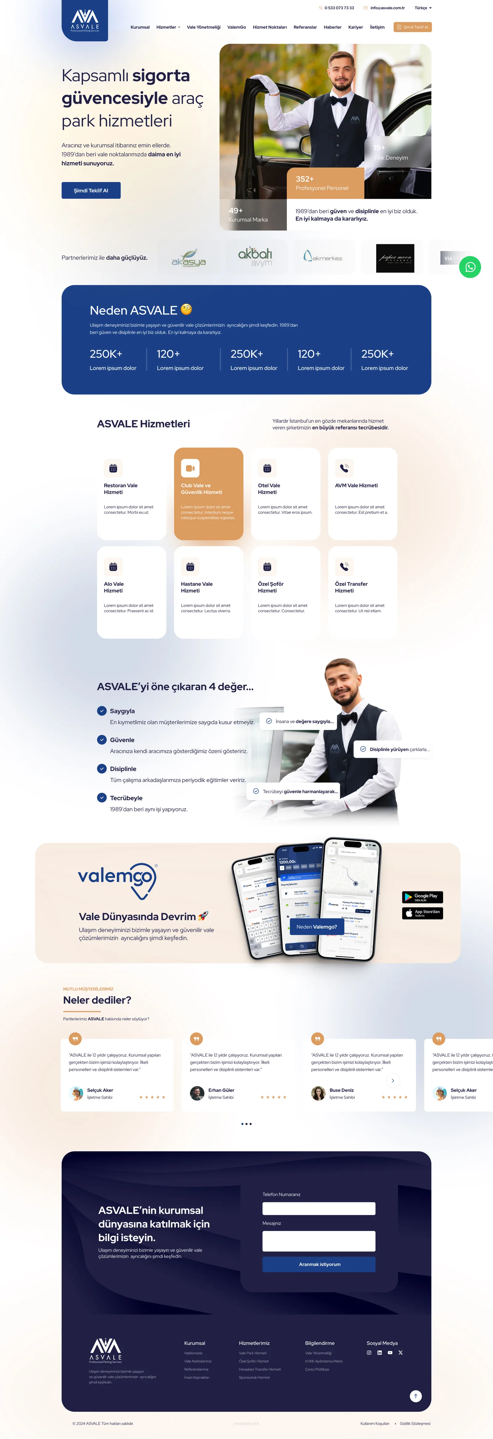 AS Vale Corporate Website — tasarım 1