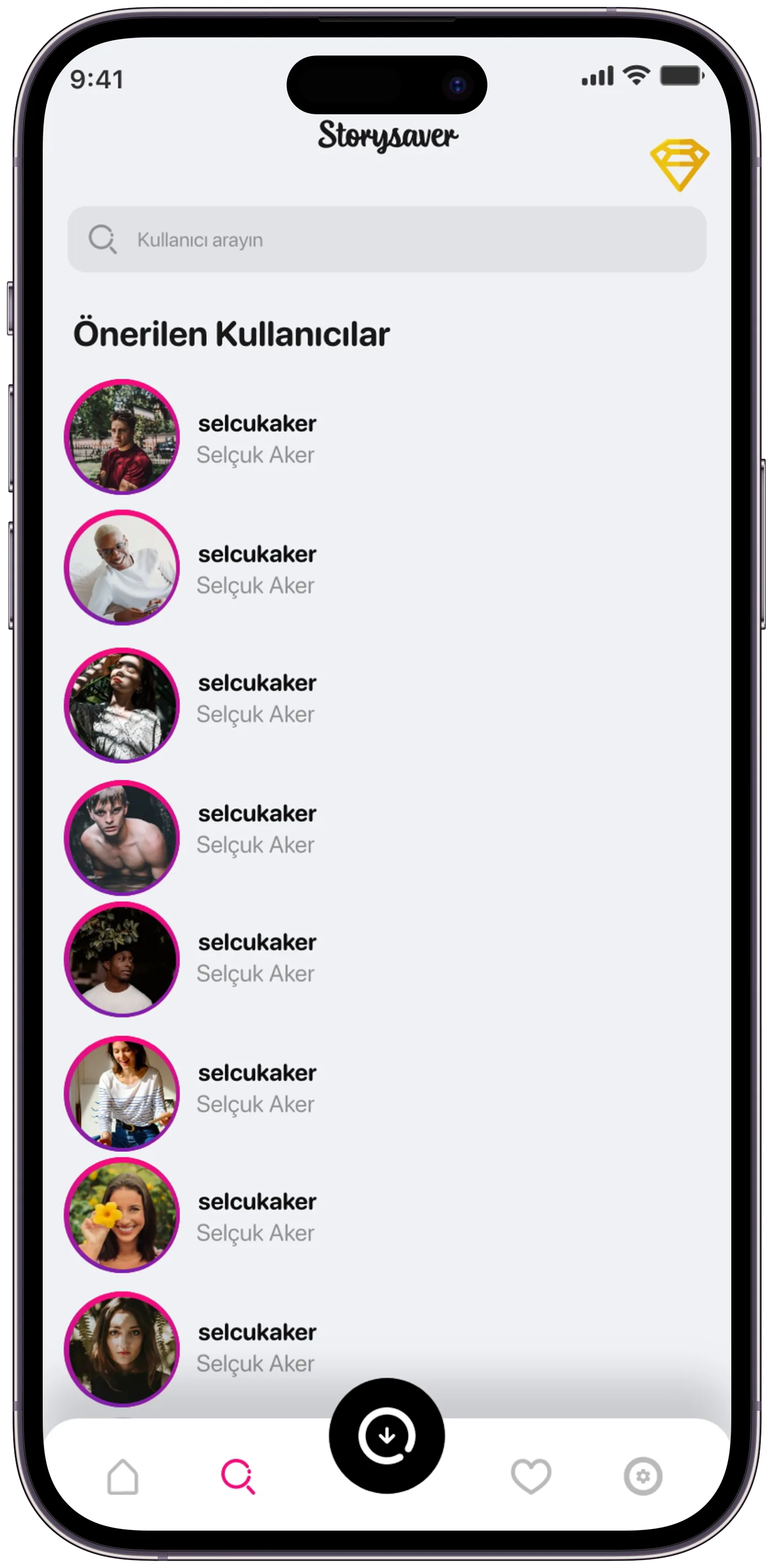 Story Saver Social App — tasarım 10