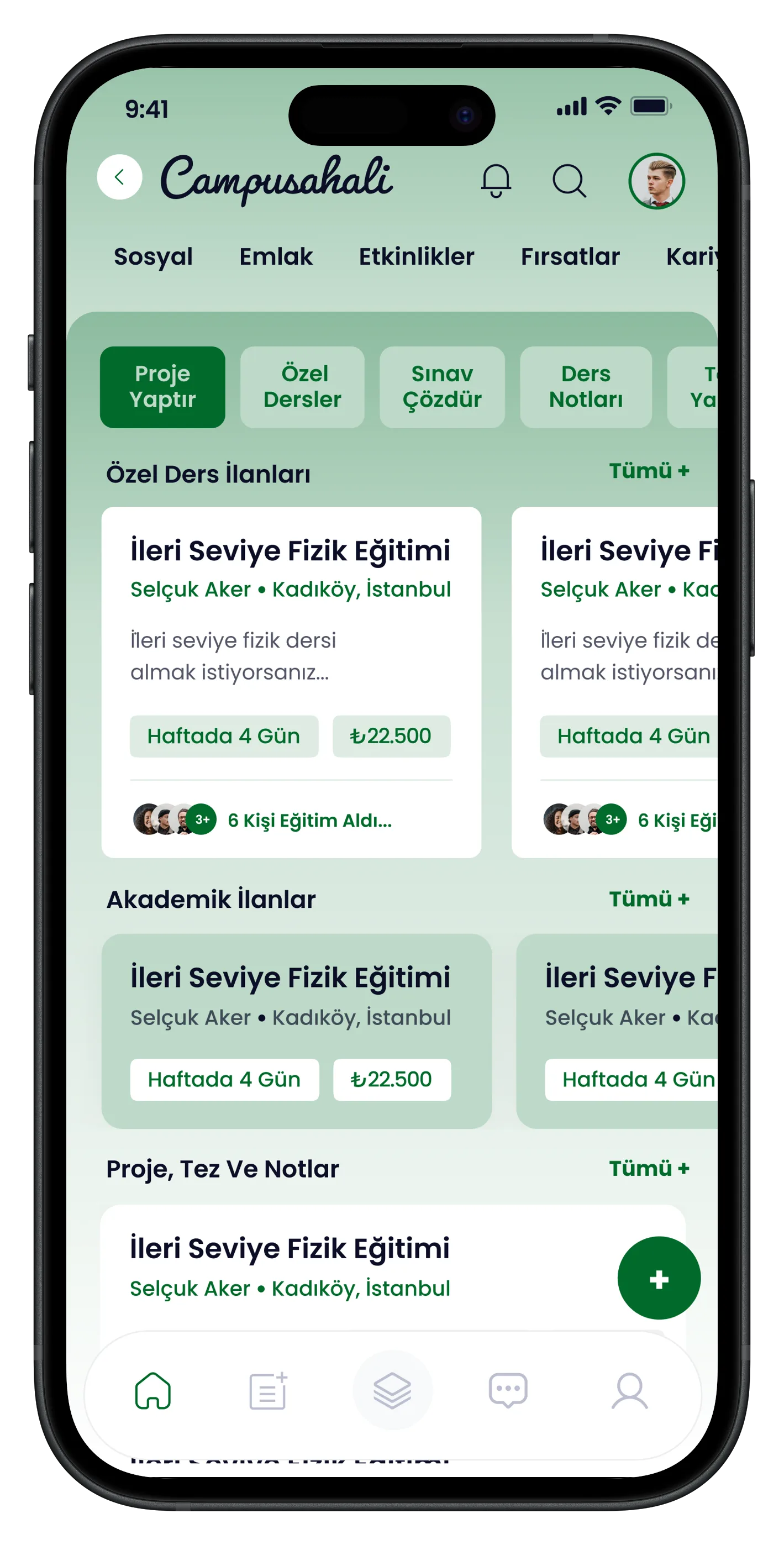University Life Mobile App — tasarım 3