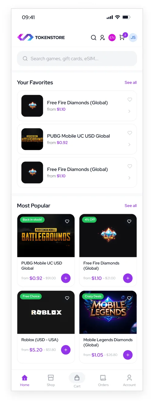 Token Store App uygulama ekranı