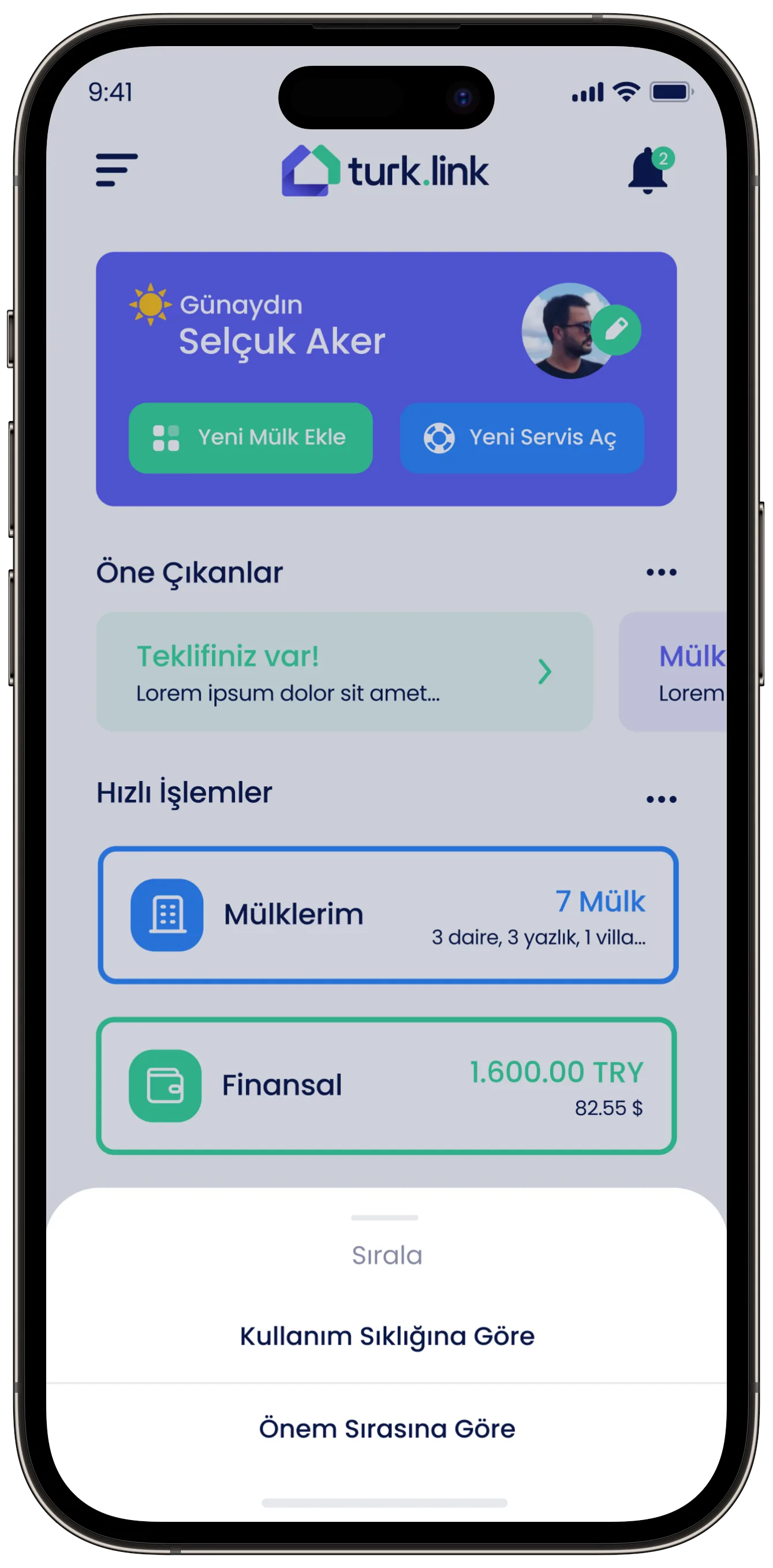 Real Estate App — tasarım 1