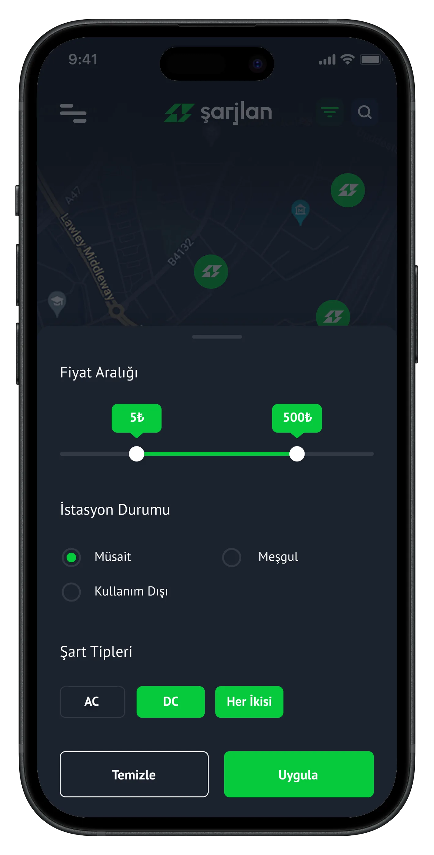 Car Charging Stations App — tasarım 22