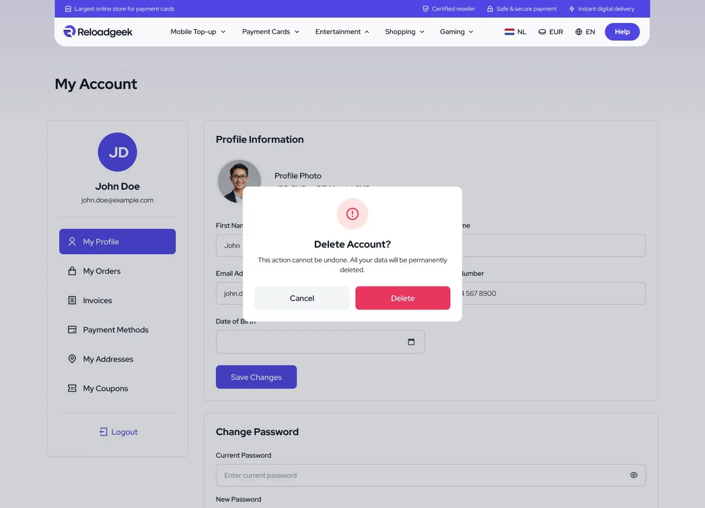 ReloadGeek Desktop Website — tasarım 7