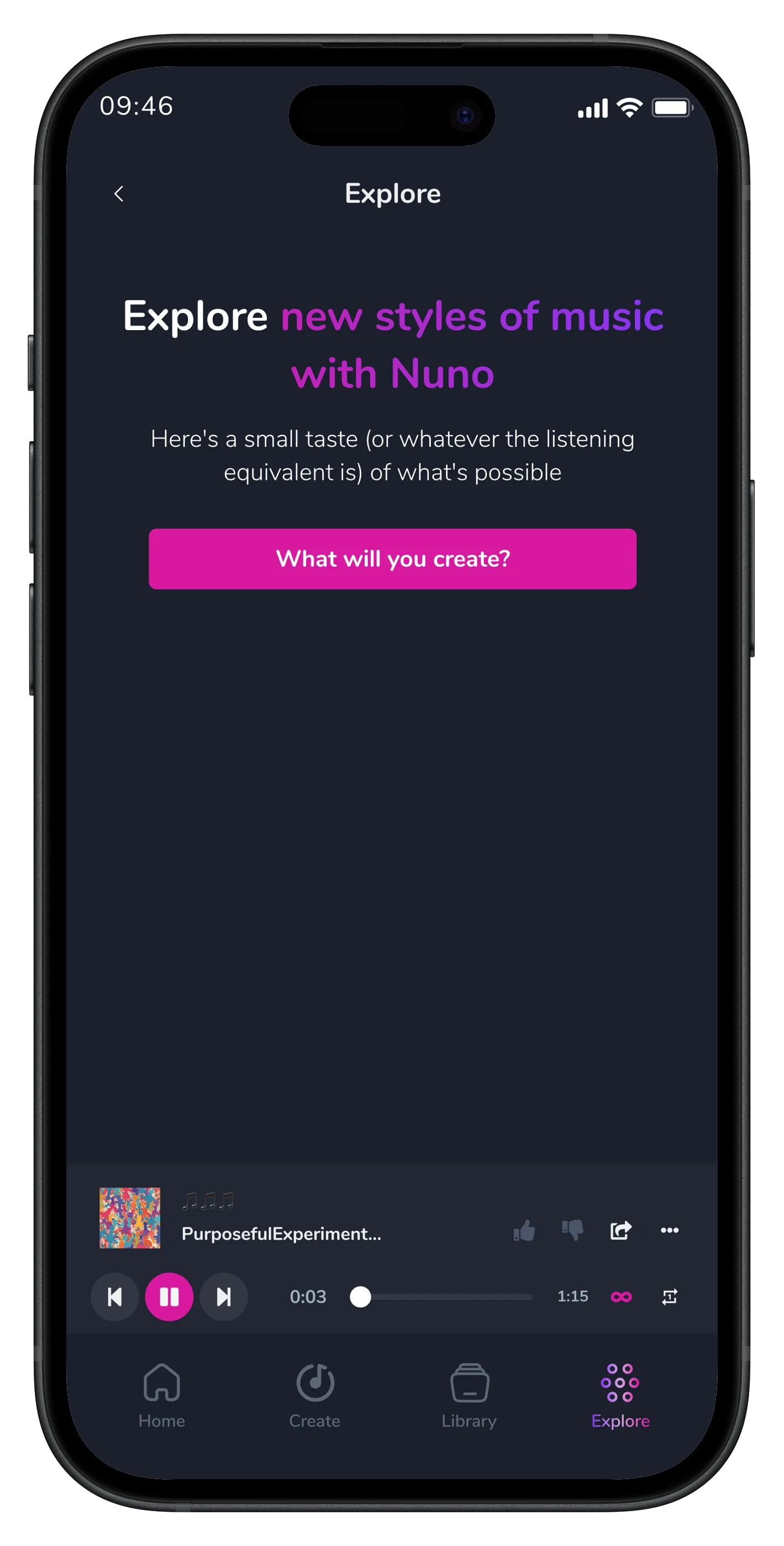 AI Create Music Mobile App — tasarım 2