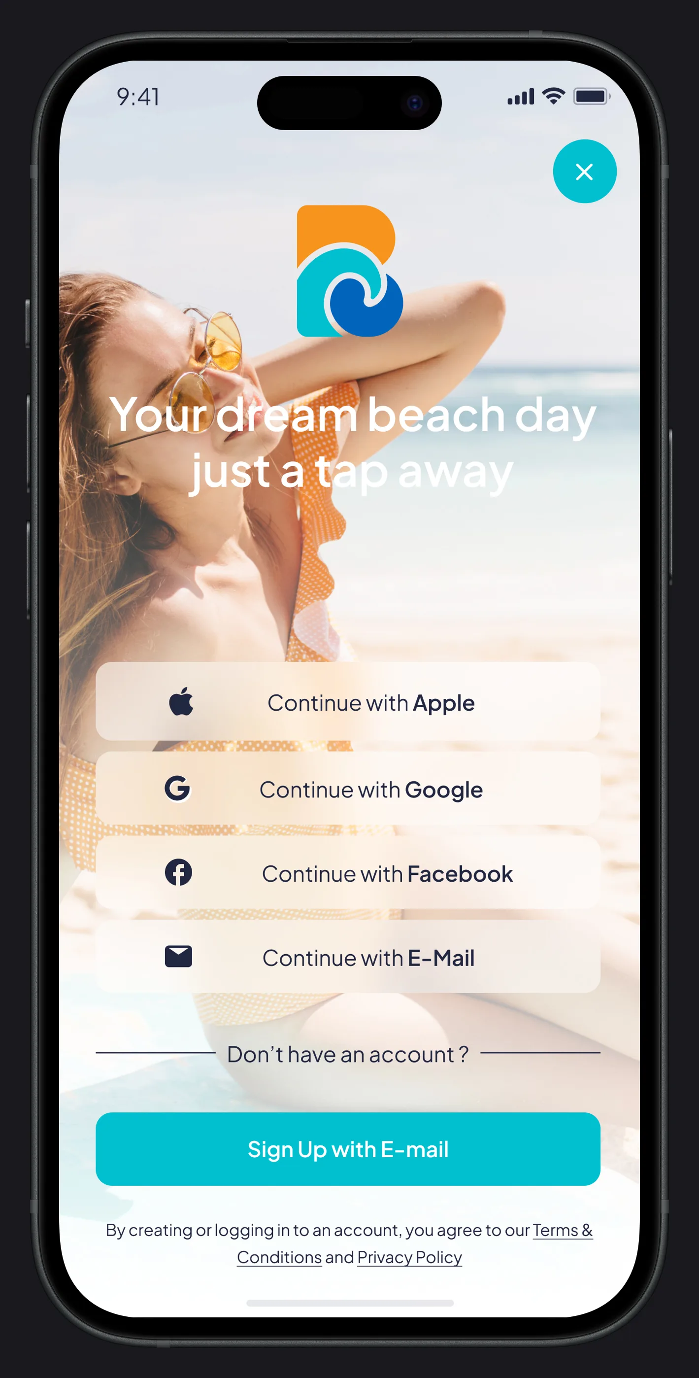 Go Beach Mobile App — tasarım 1