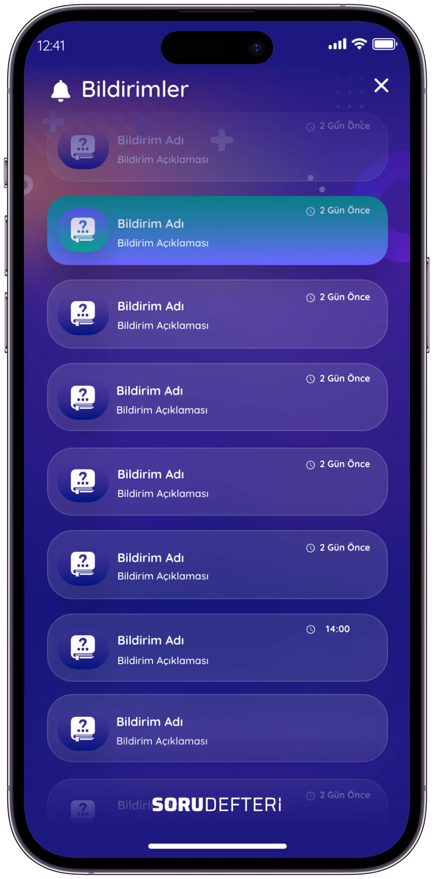 Soru Defteri Q&A App — tasarım 11
