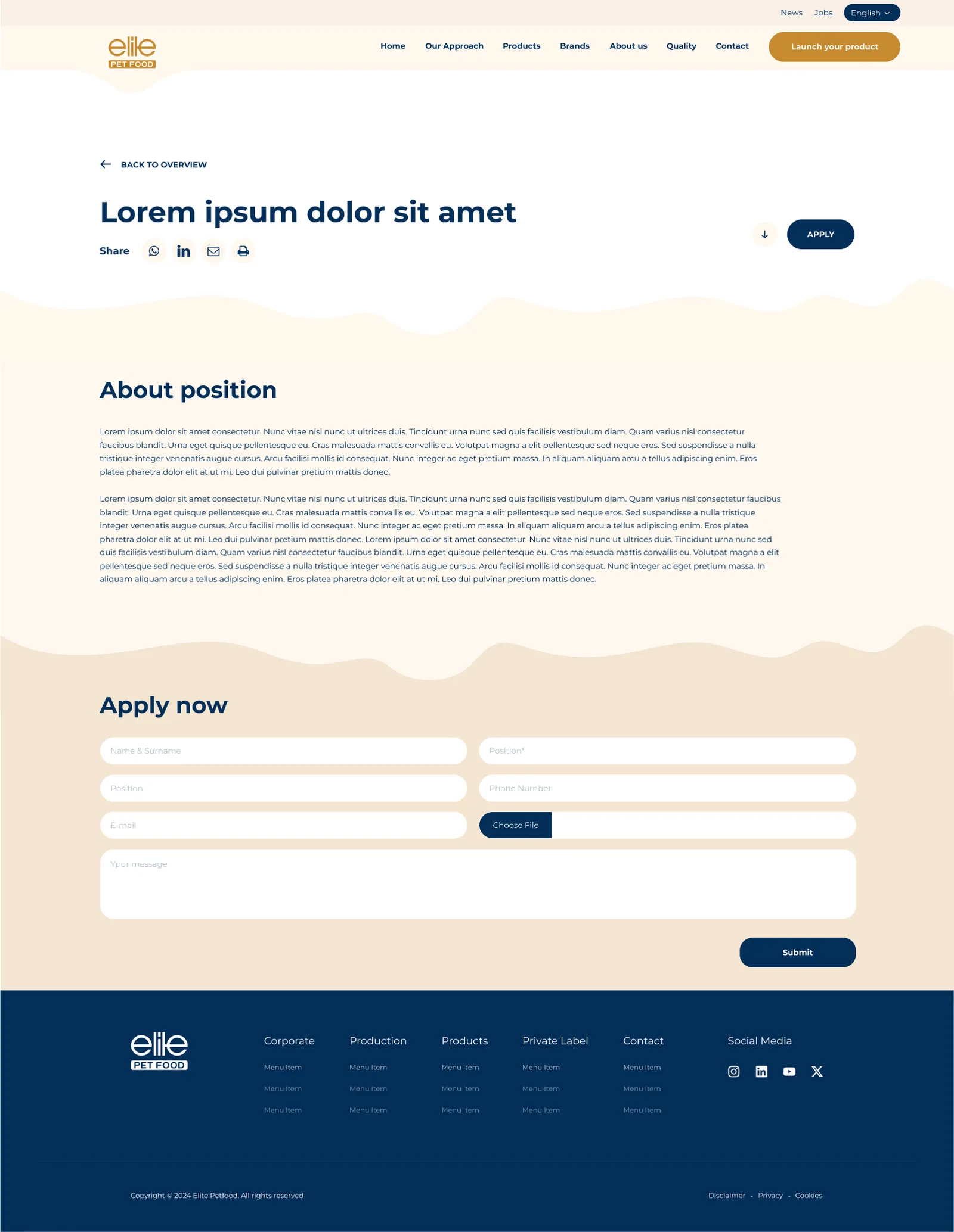 Pet Foods Corporate Website — tasarım 4