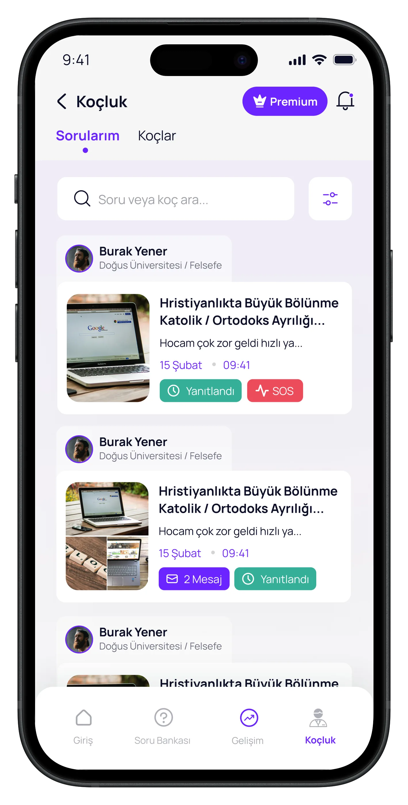 Question Based Education App — tasarım 10
