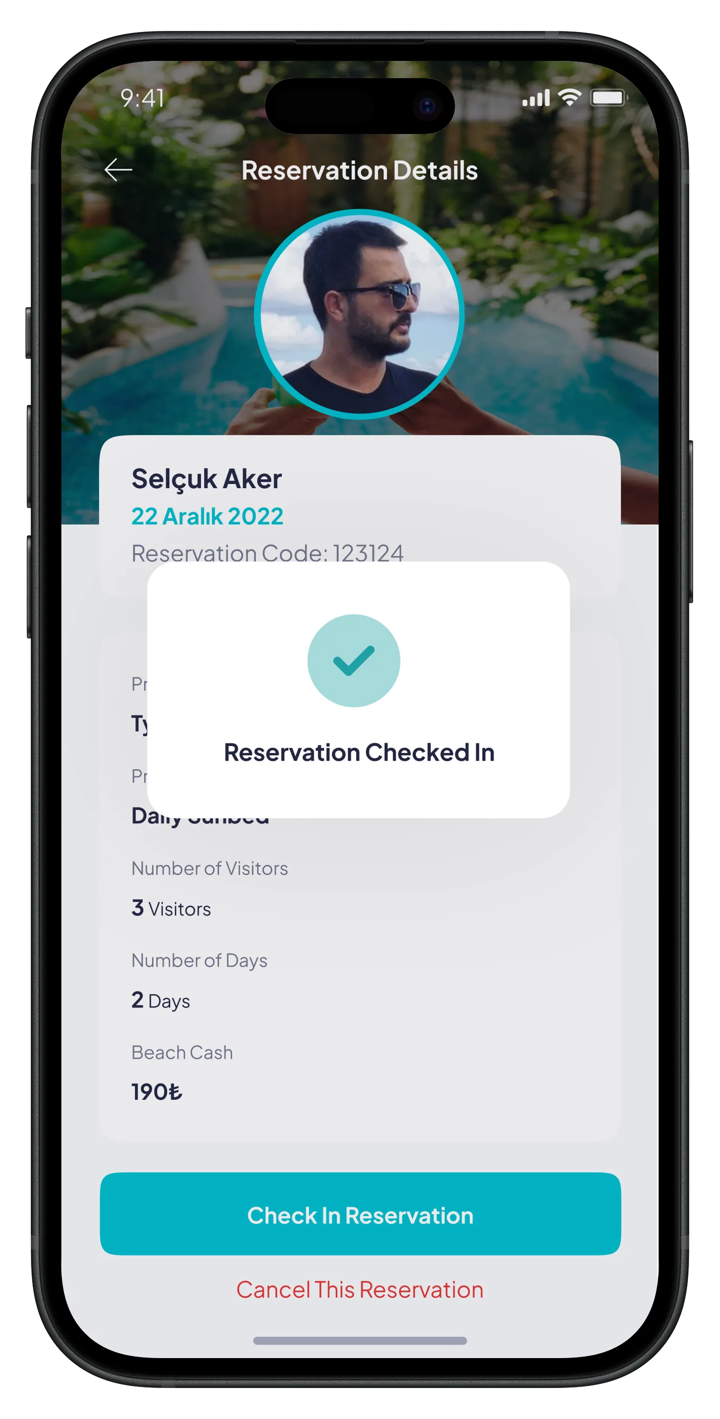 Beach Reservation Mobile App — tasarım 3