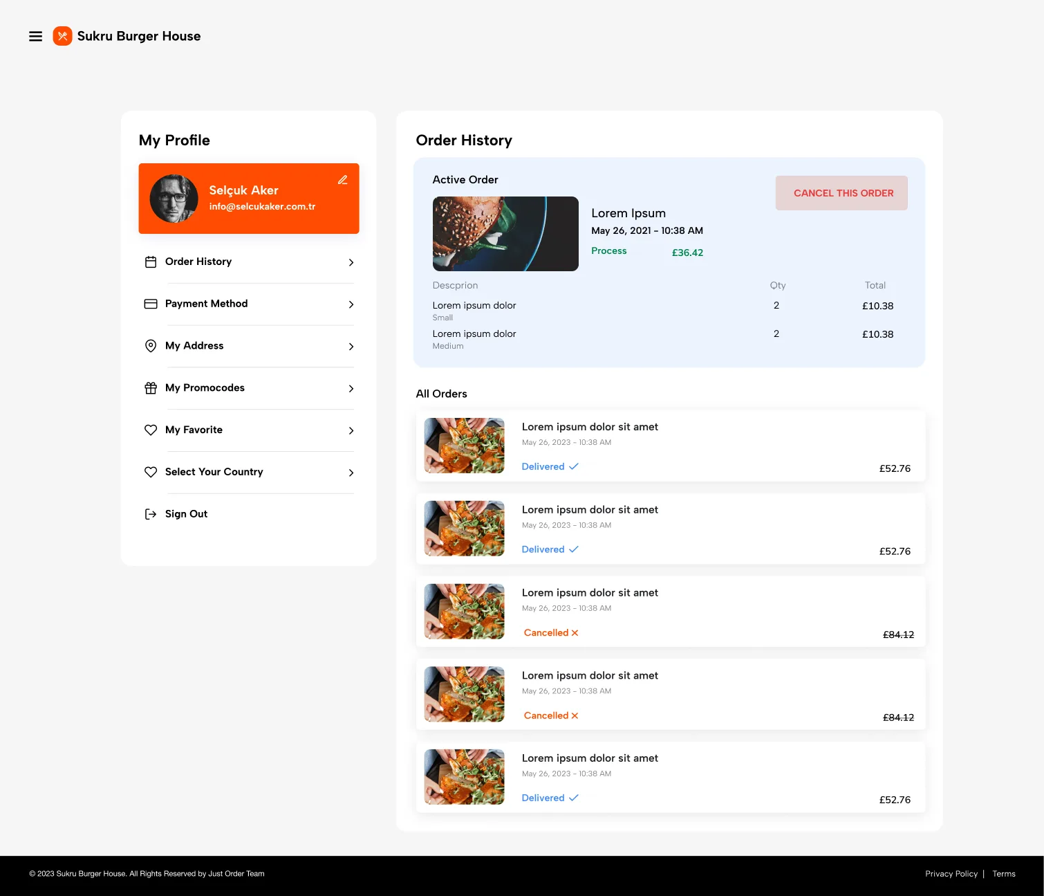 Food Order — tasarım 5