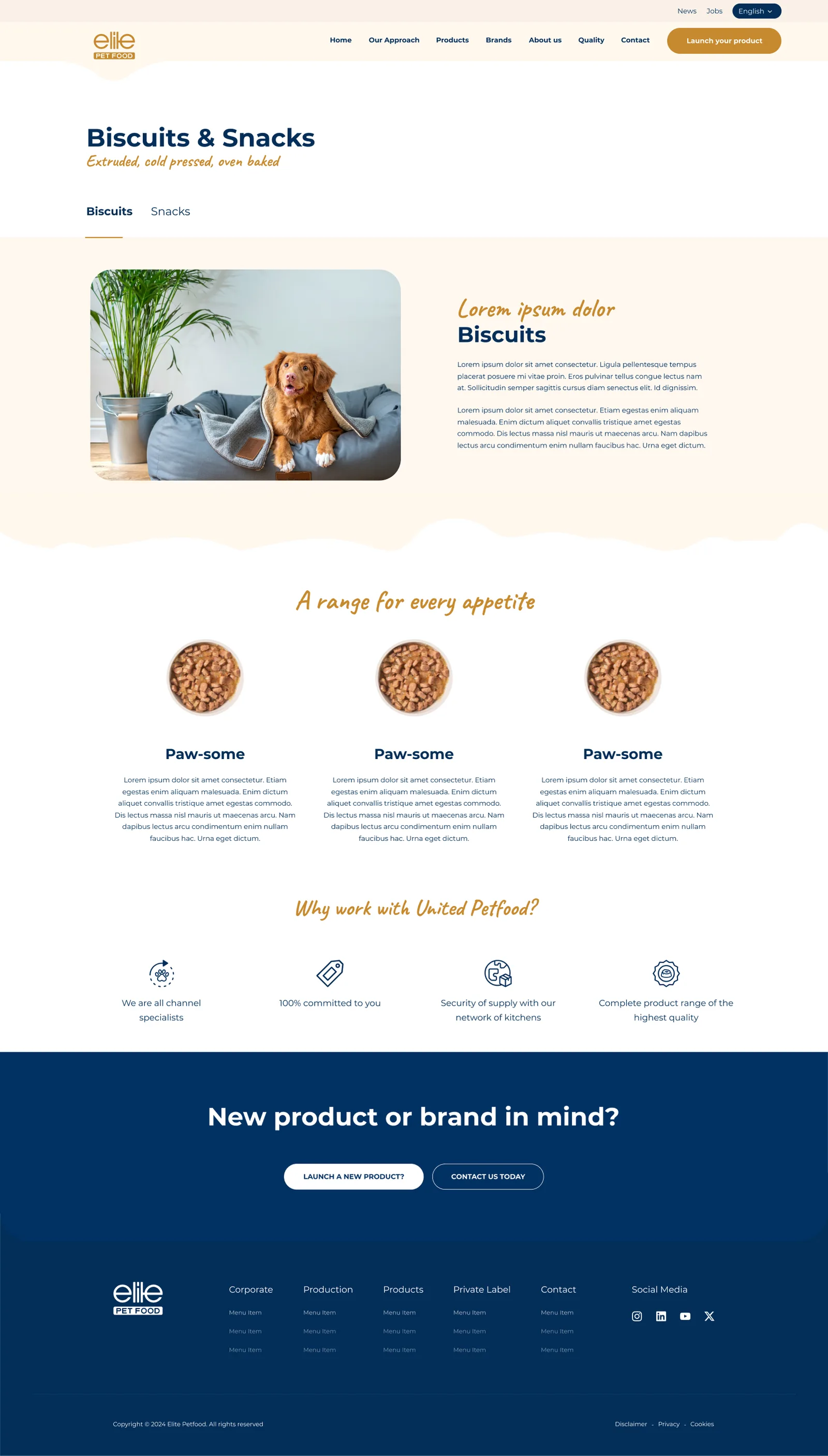 Pet Foods Corporate Website — tasarım 1