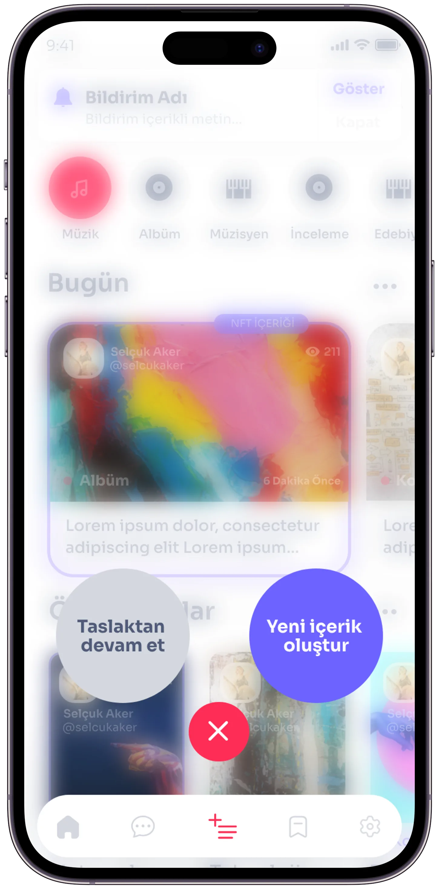 Wannart Social App — tasarım 6
