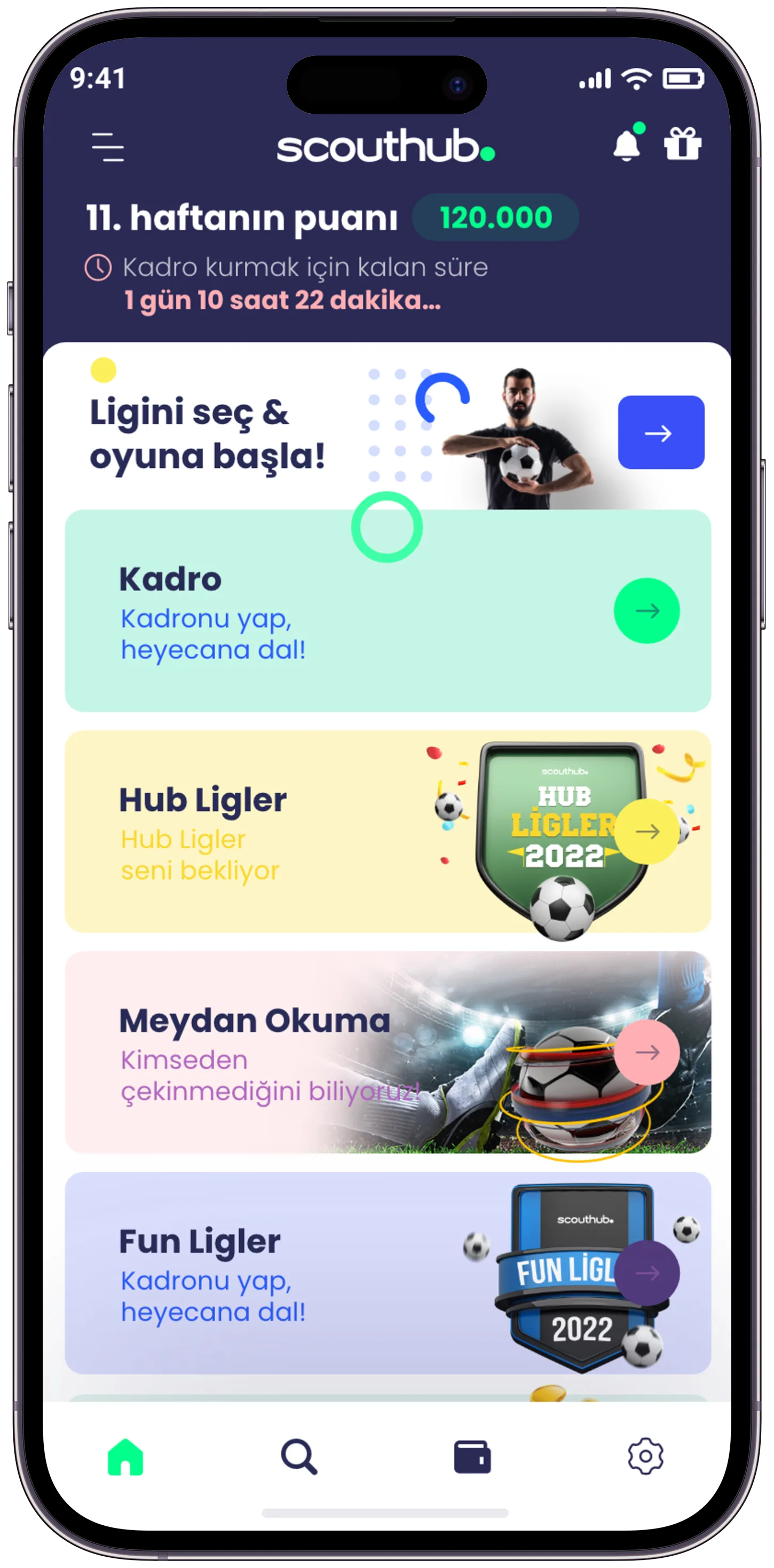 Scouthub Player App — tasarım 1