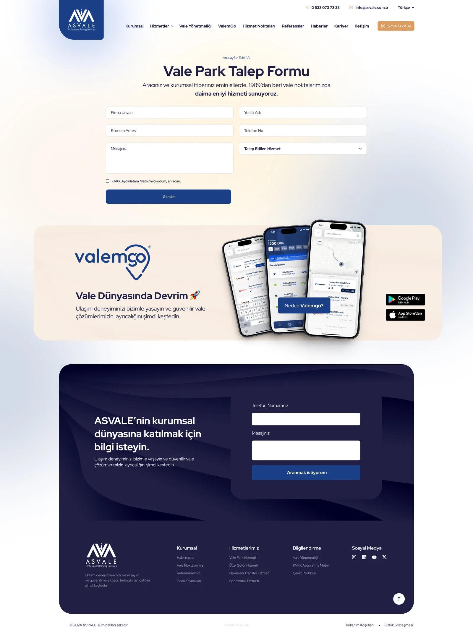 AS Vale Corporate Website — tasarım 7