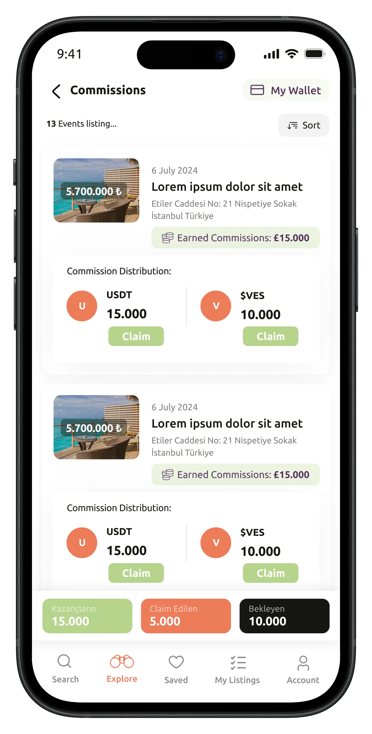 Real Estate App — tasarım 19