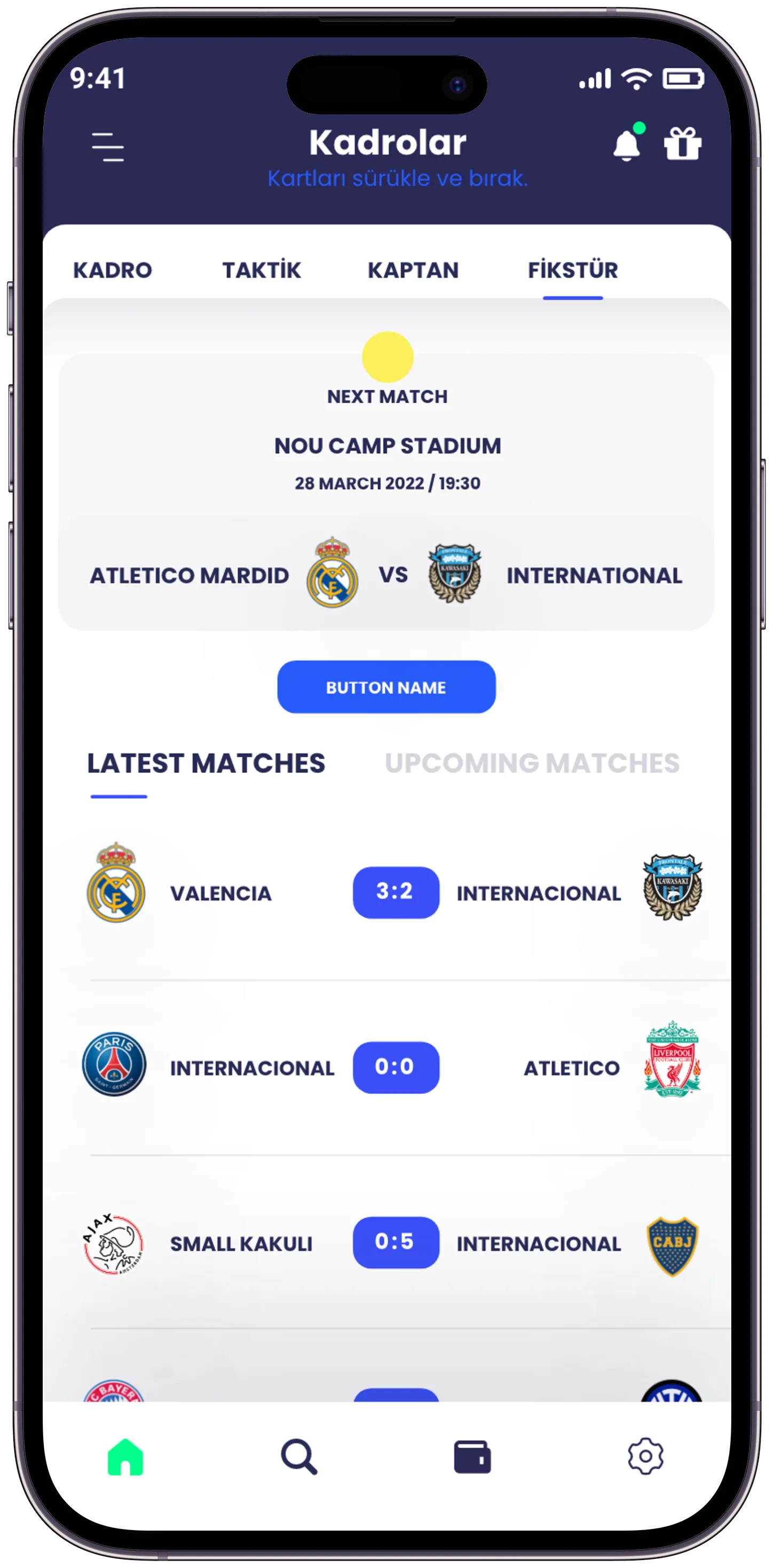 Scouthub Player App — tasarım 2