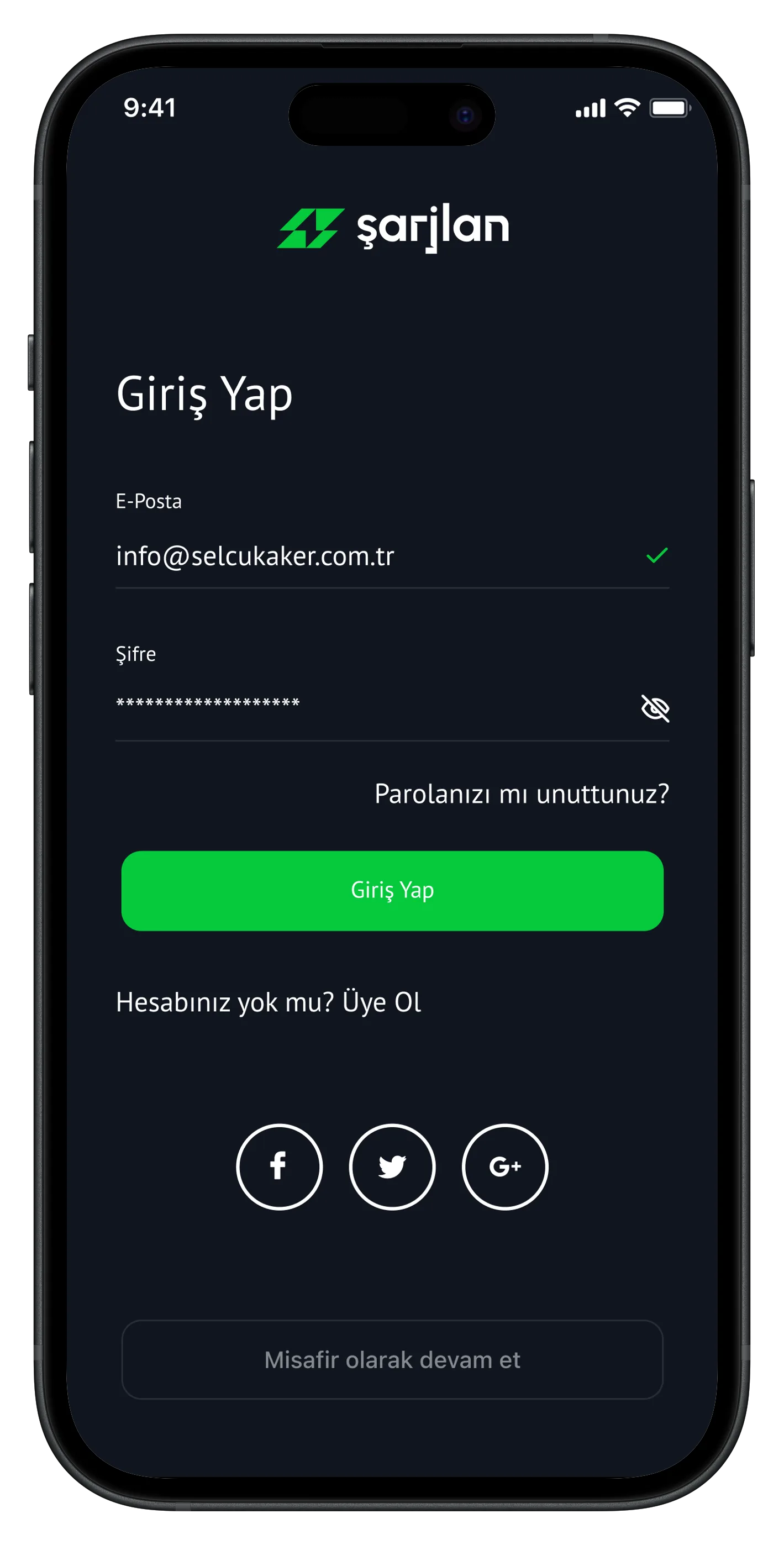 Car Charging Stations App — tasarım 3