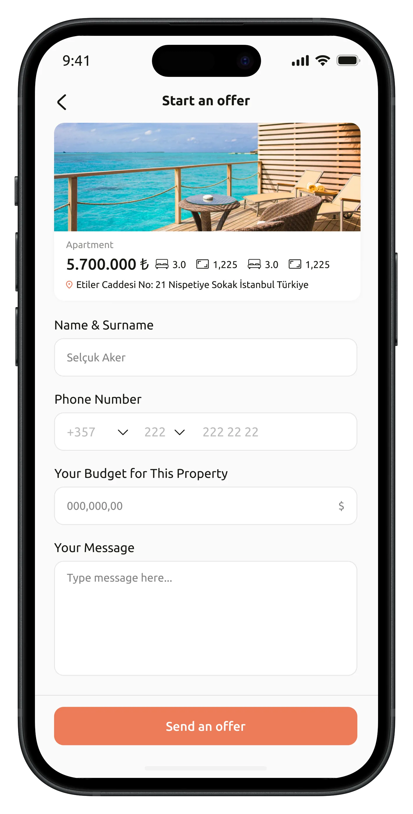 Real Estate App — tasarım 2