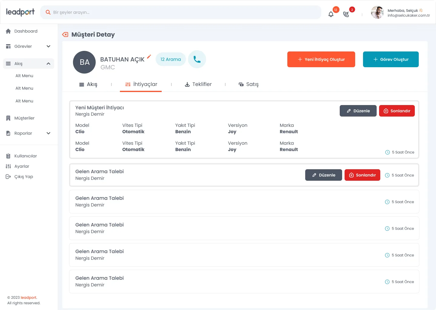 Leadport Customer App — tasarım 18
