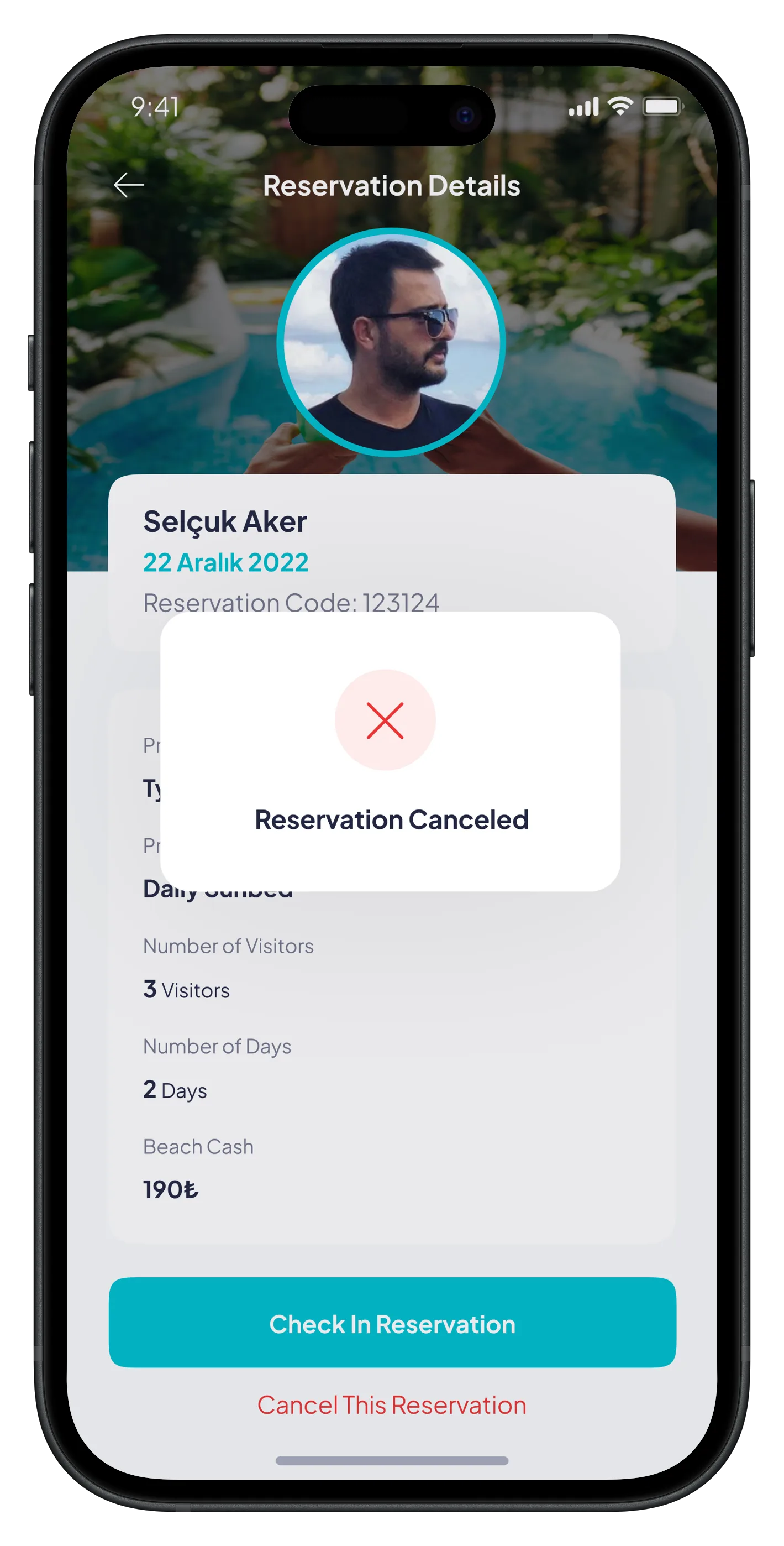 Beach Reservation Mobile App — tasarım 4