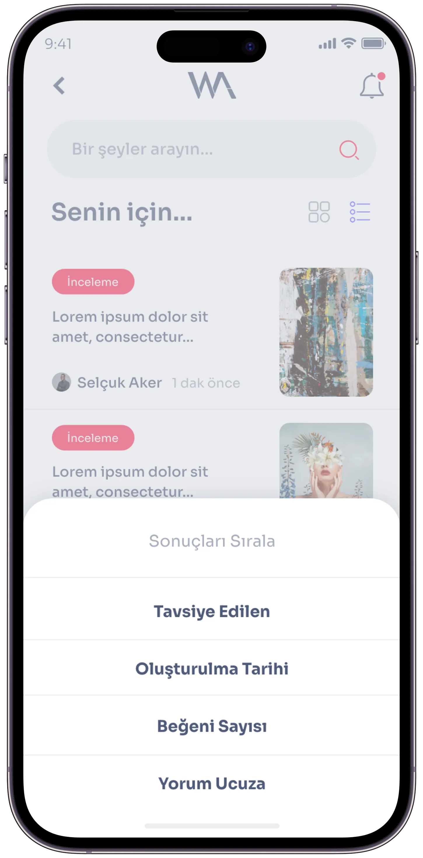 Wannart Social App — tasarım 17