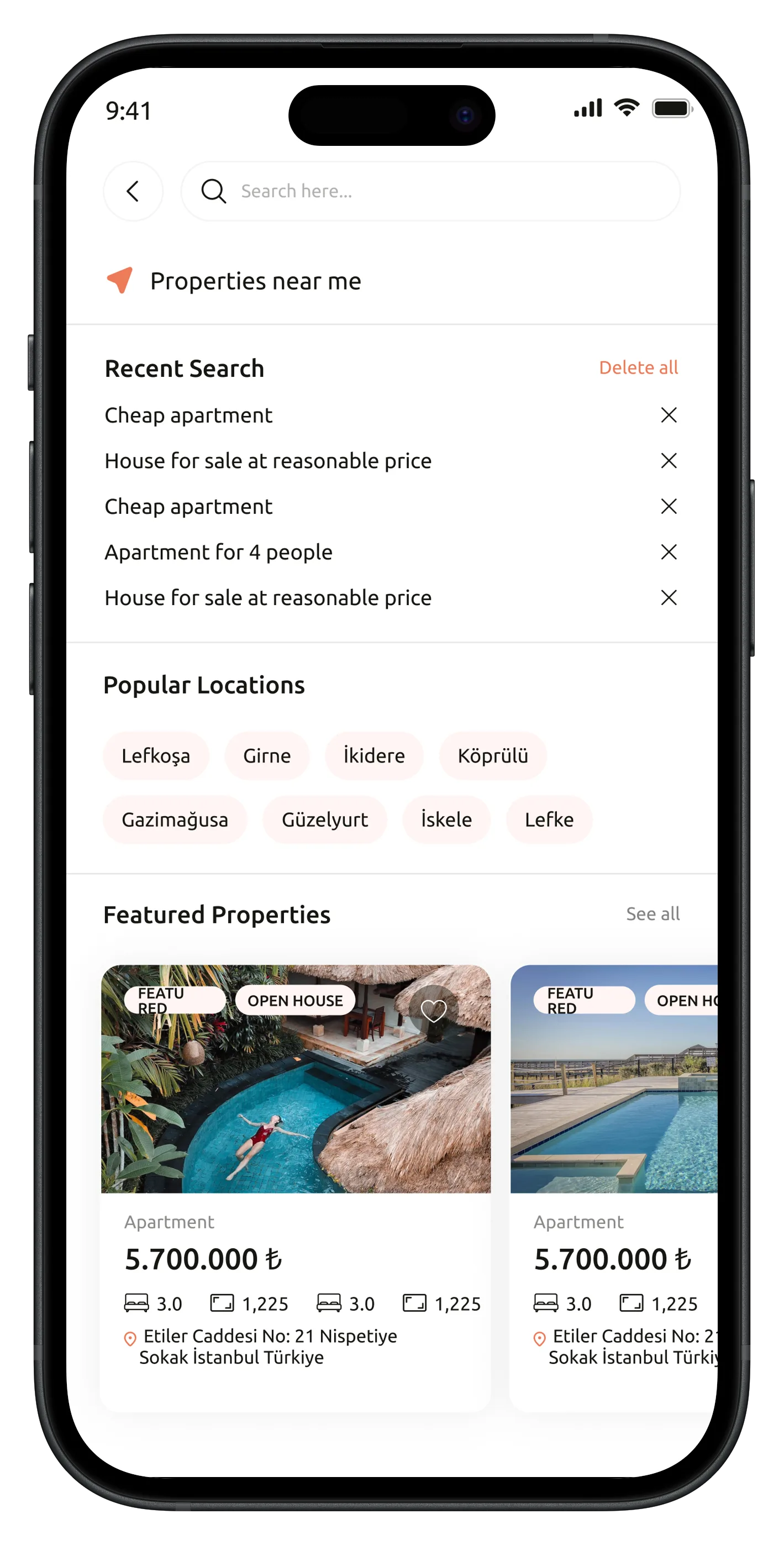 Real Estate App — tasarım 3