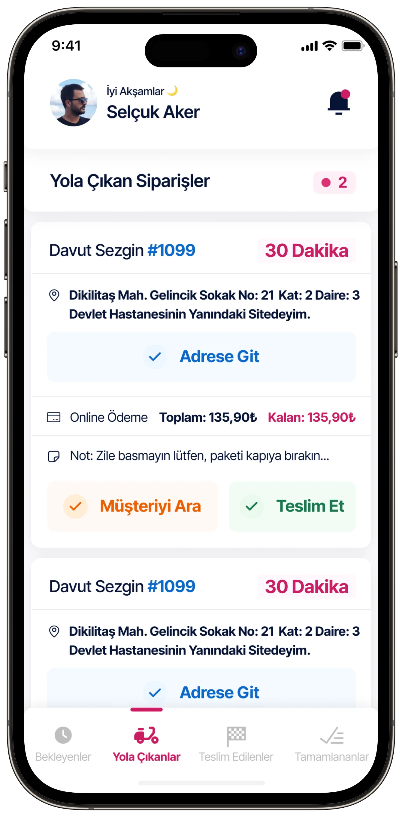 Courier App — tasarım 11