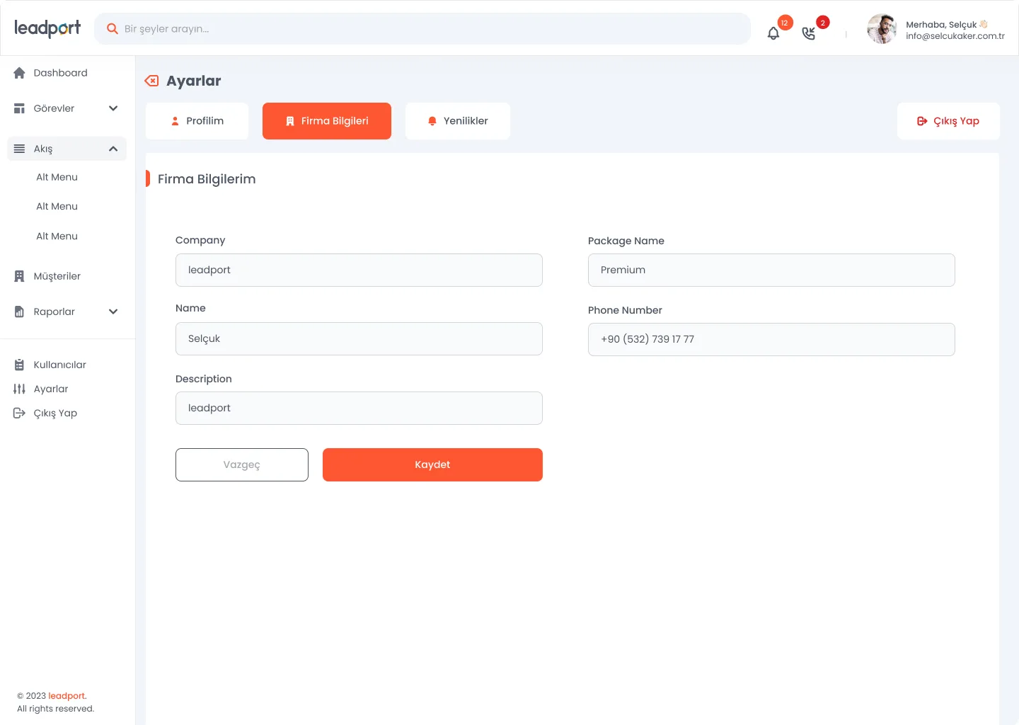 Leadport Customer App — tasarım 5