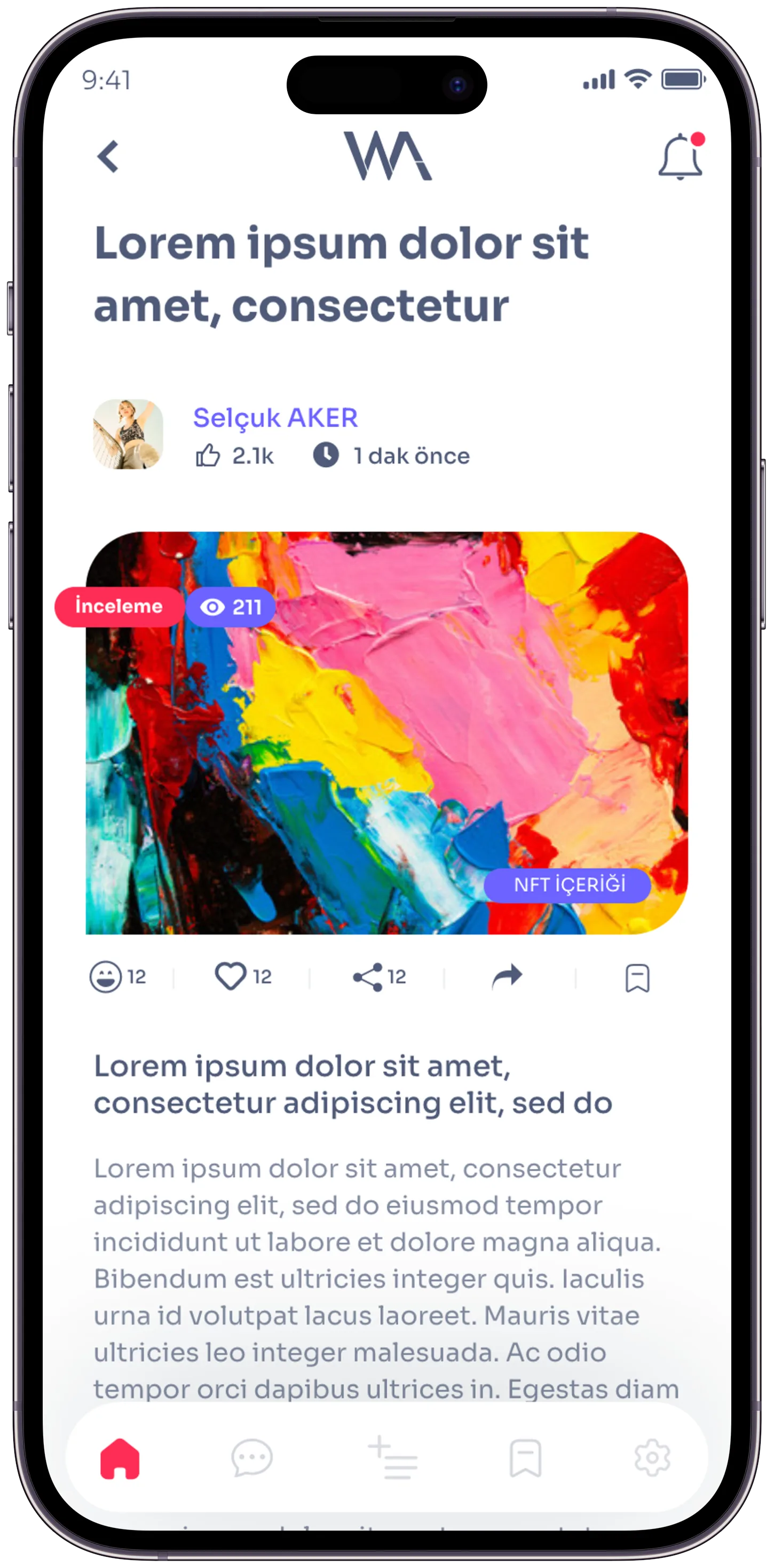 Wannart Social App — tasarım 14