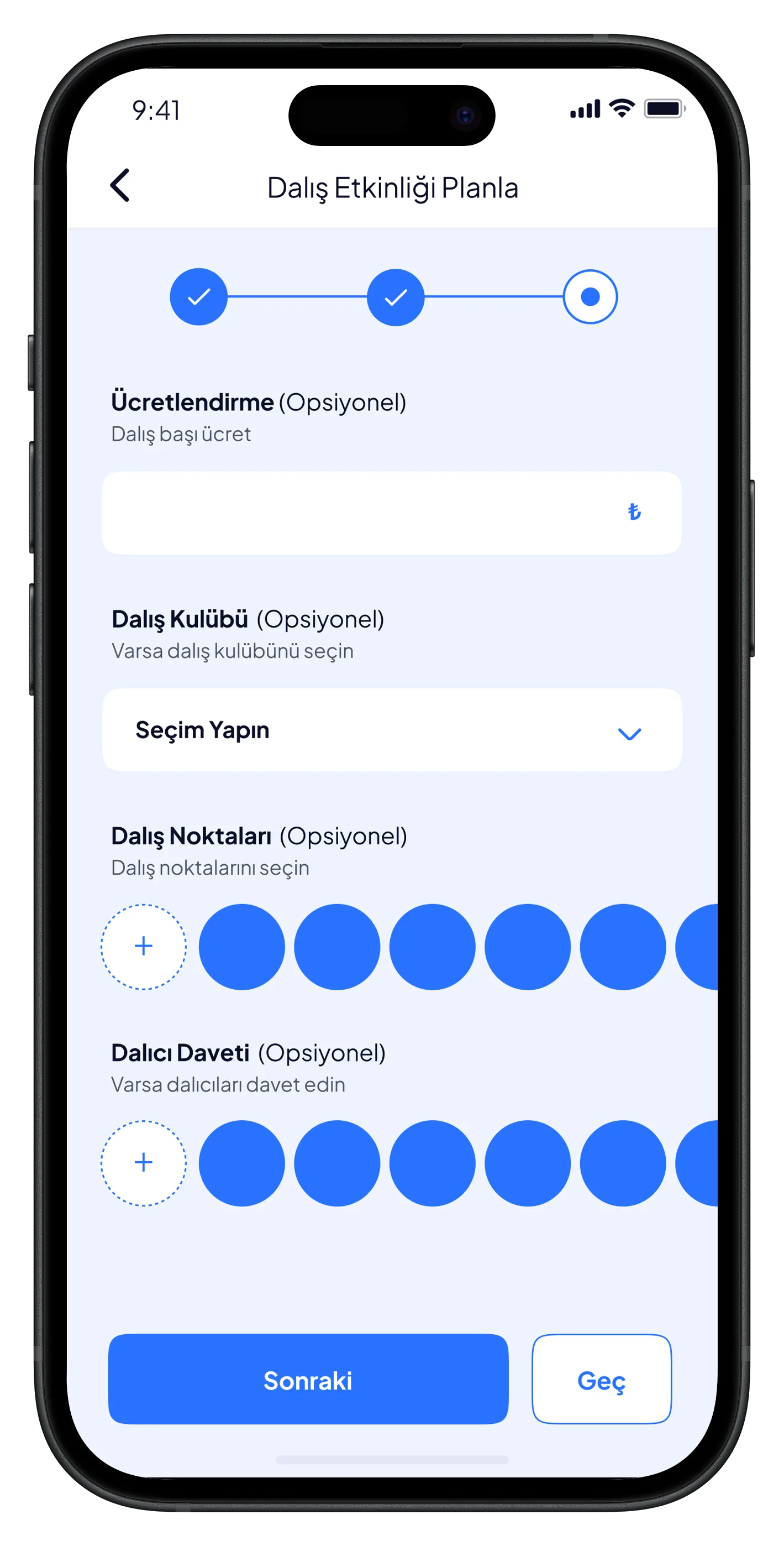 Scuba Diving Mobile App — tasarım 9