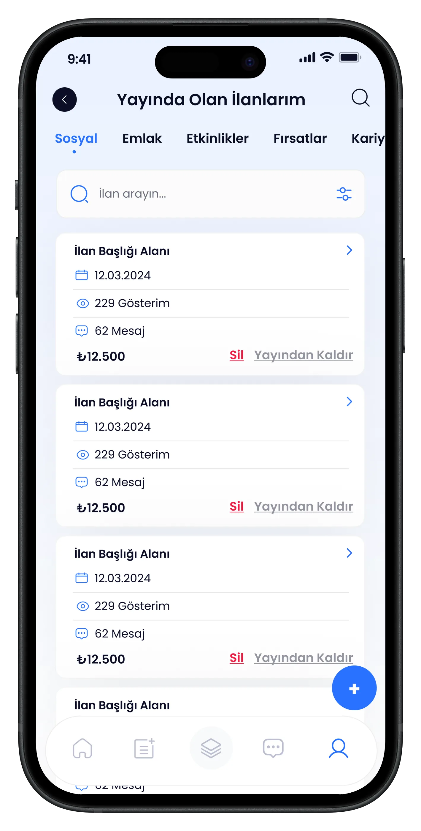 University Life Mobile App — tasarım 1