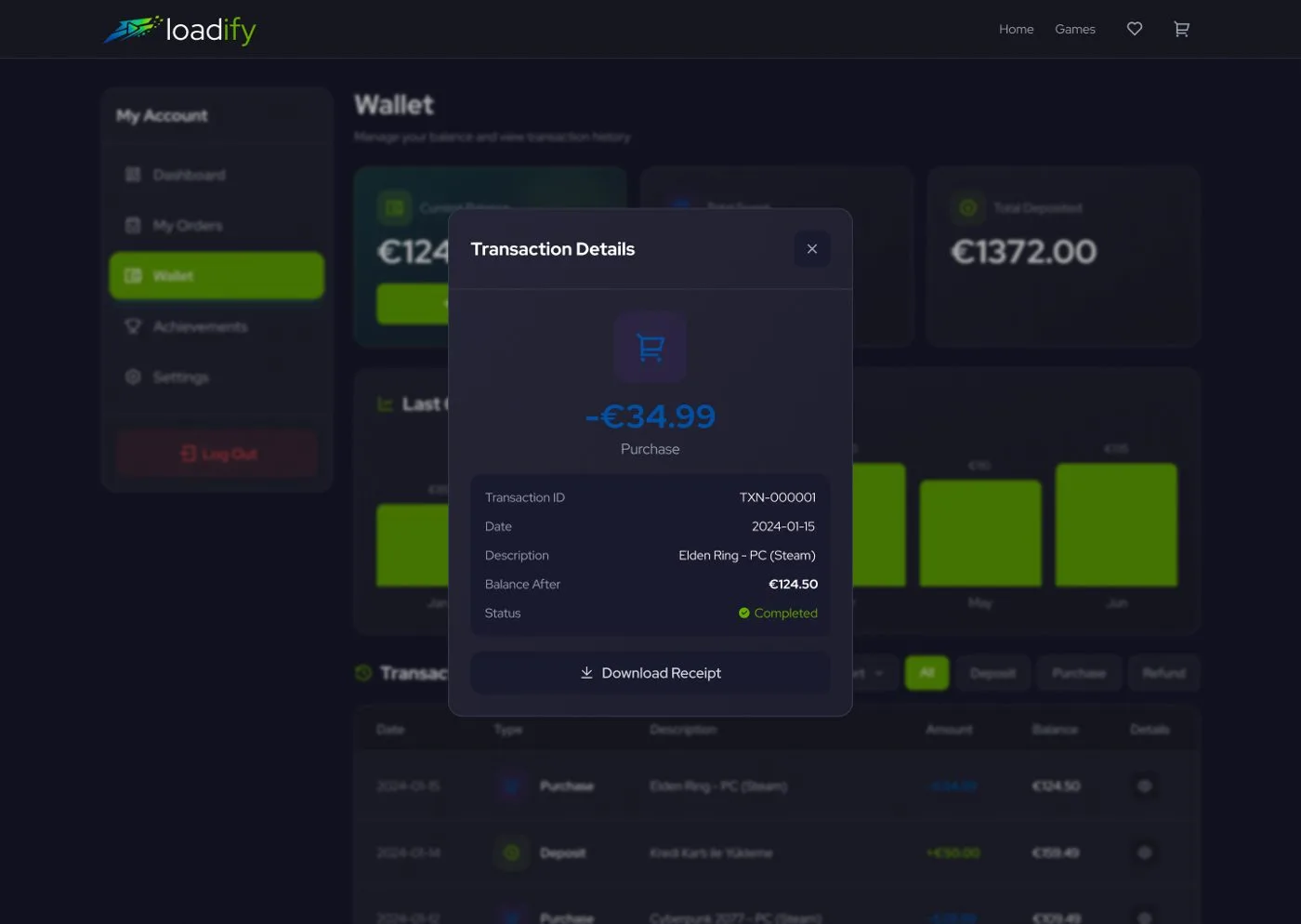 Loadify Game Portal — tasarım 1