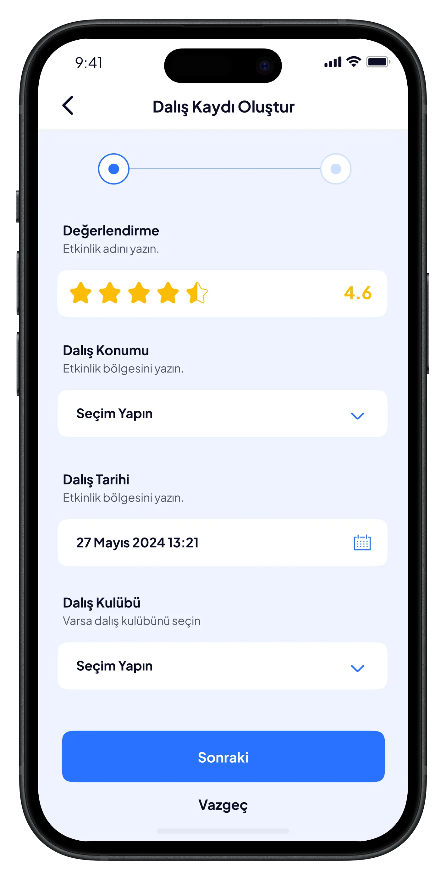 Scuba Diving Mobile App — tasarım 7