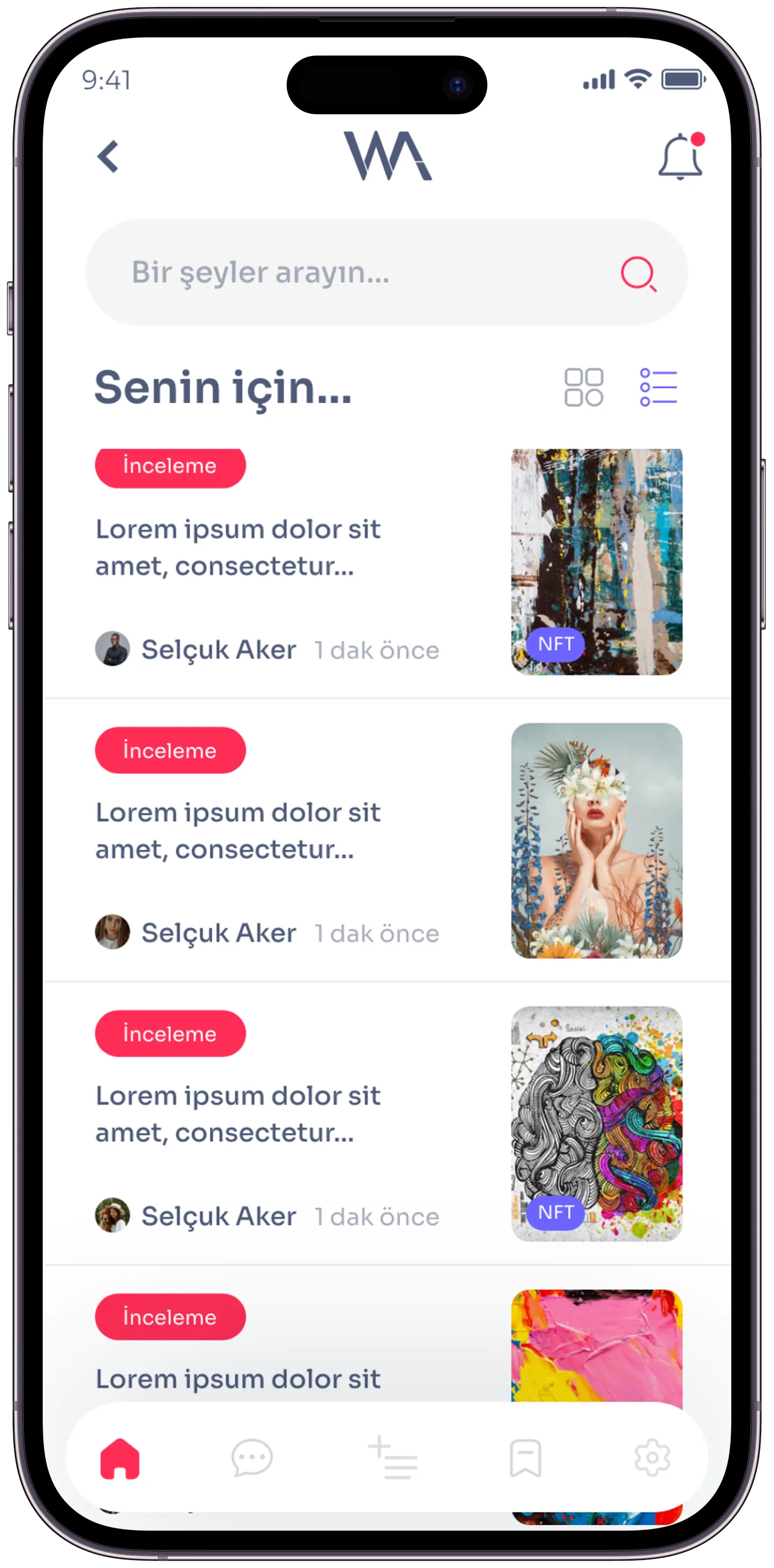 Wannart Social App — tasarım 15