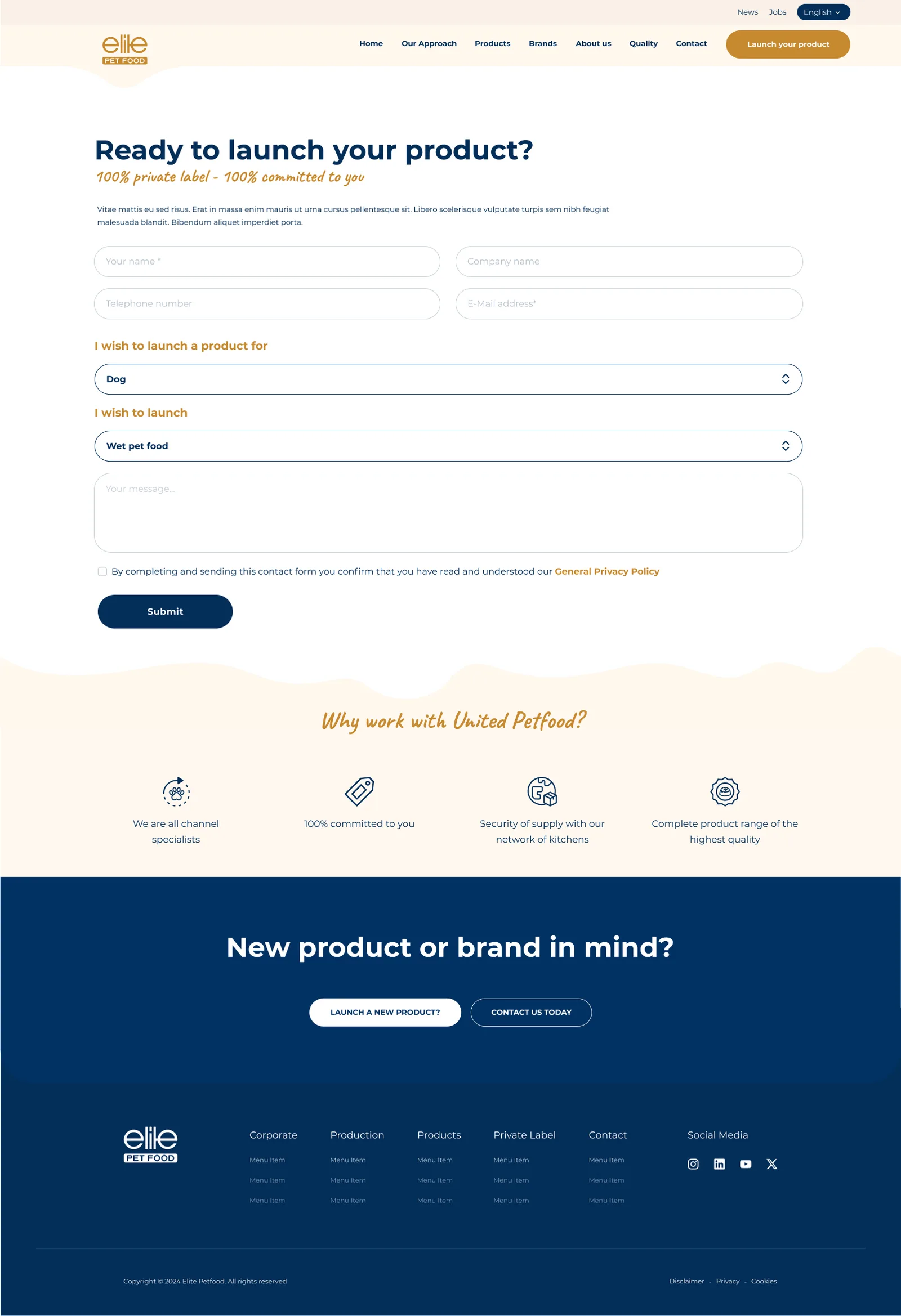 Pet Foods Corporate Website — tasarım 7