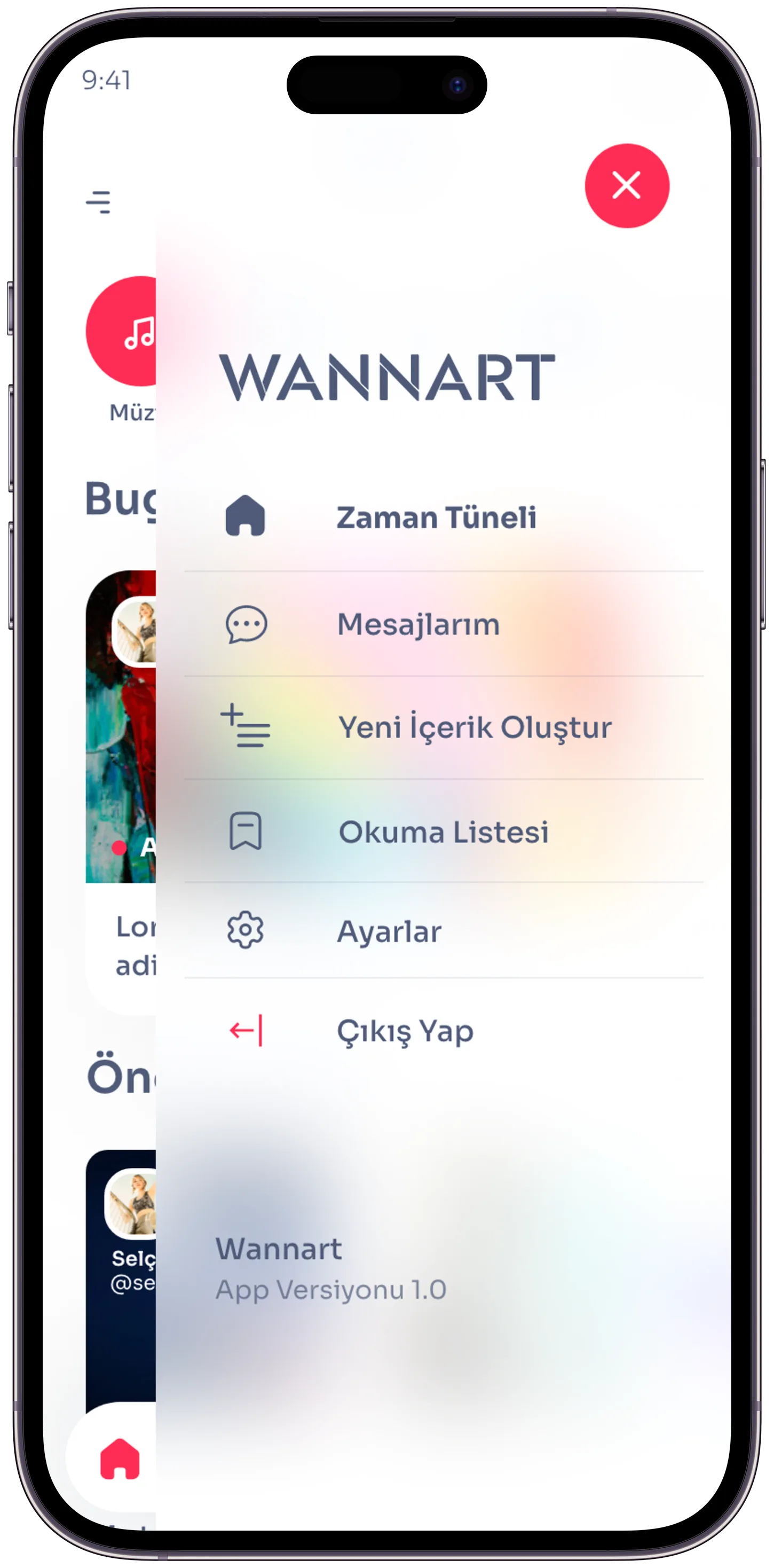 Wannart Social App — tasarım 7