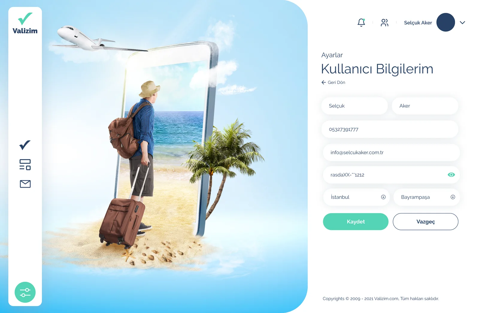 Valizim Travel — tasarım 3