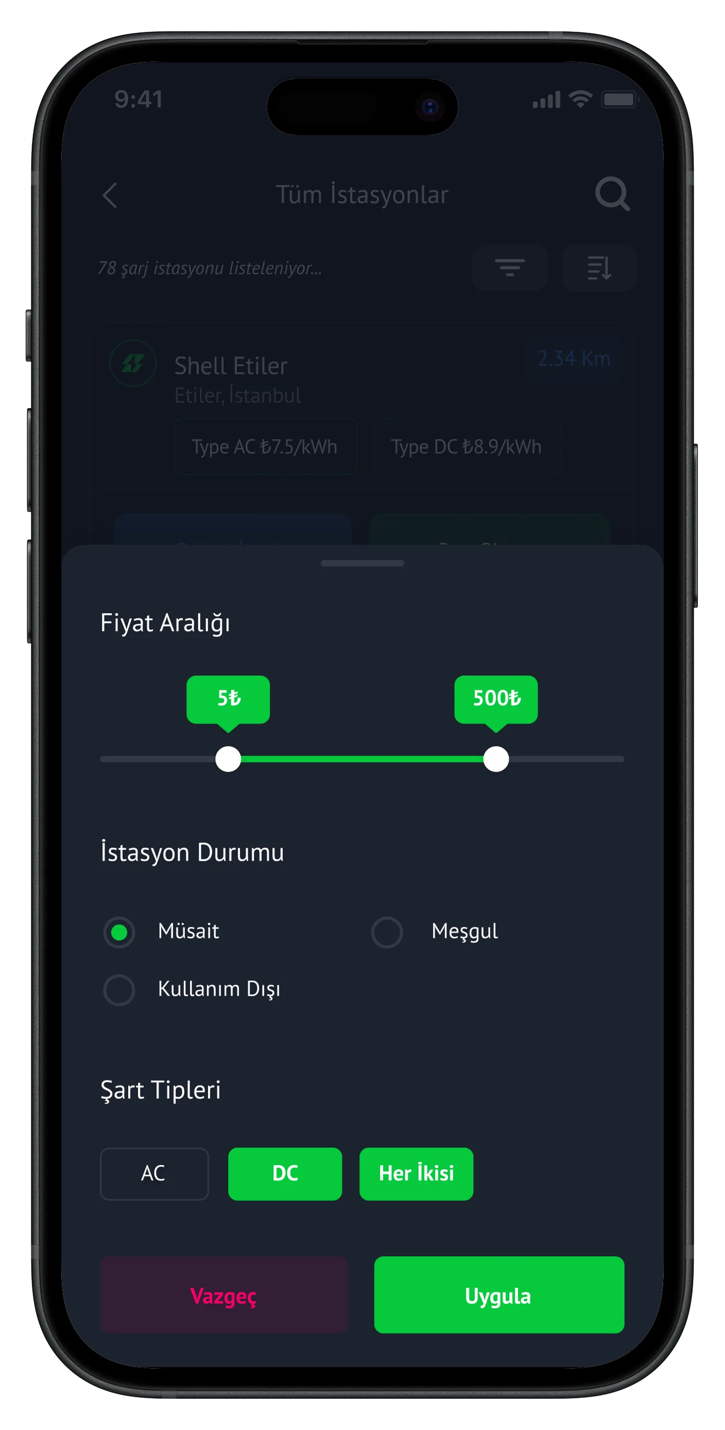 Car Charging Stations App — tasarım 20