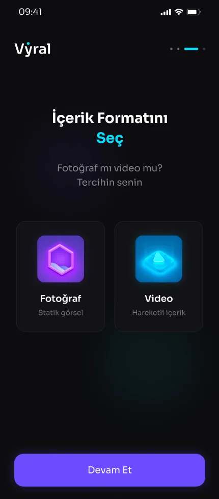 Vyral App uygulama ekranı