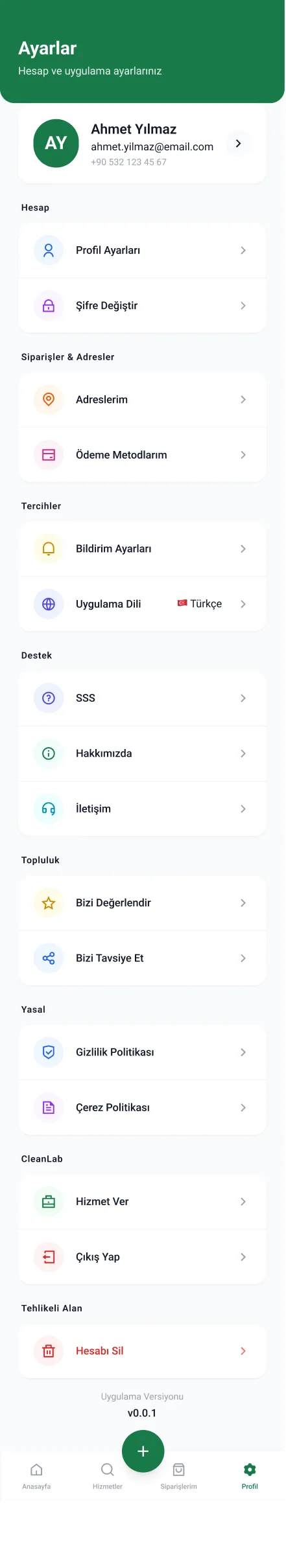 Clean Lab App — tasarım 22