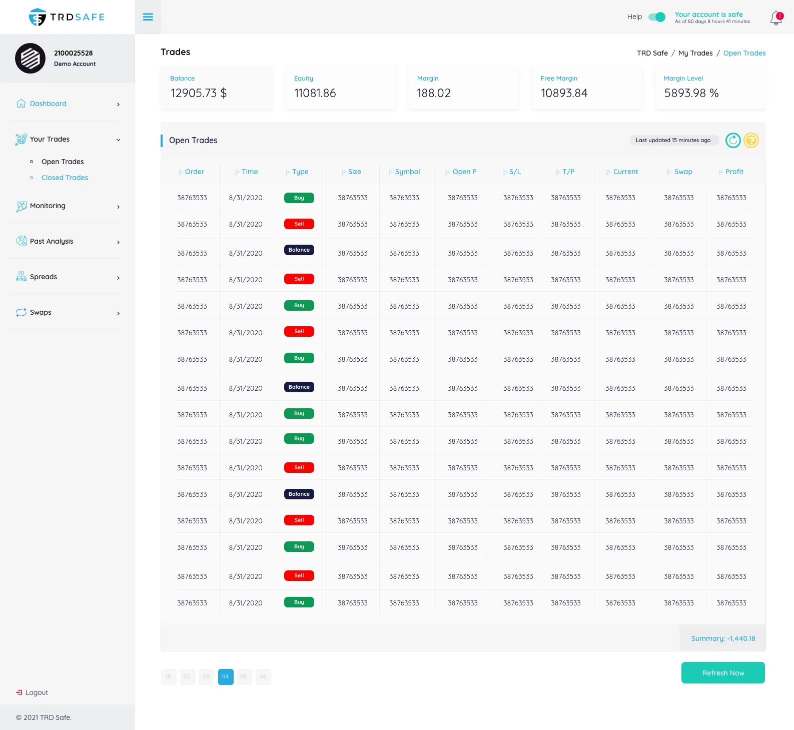 Trading Web App — tasarım 4