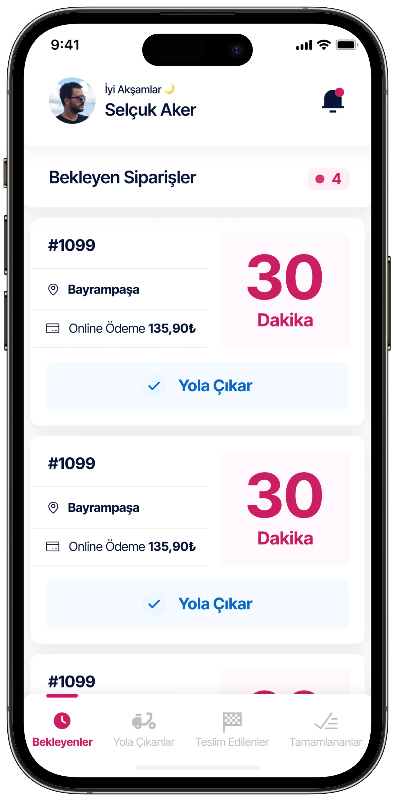 Courier App — tasarım 4